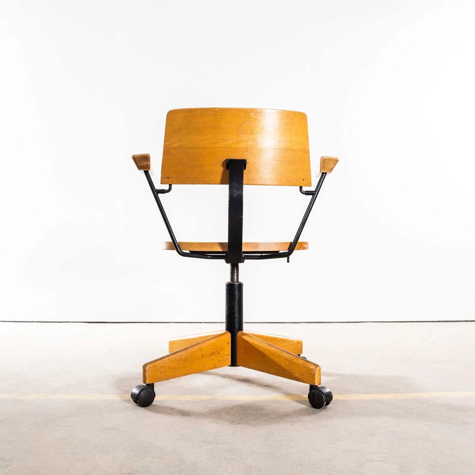 1960’s Giroflex Angular Swivel Desk Chair With Metal Rod Arms photo vinterior
