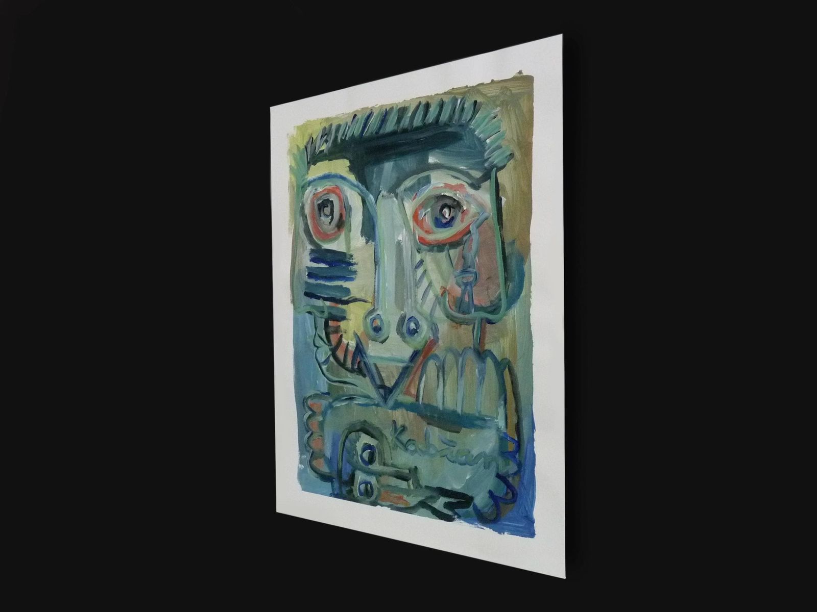 Mixed Media, Art Brut/Figurative Art/Singular Art, Signed Kabian (Jean Baptiste), 50 X 65 Cm (19.68 X 25.59 In) photo furniture