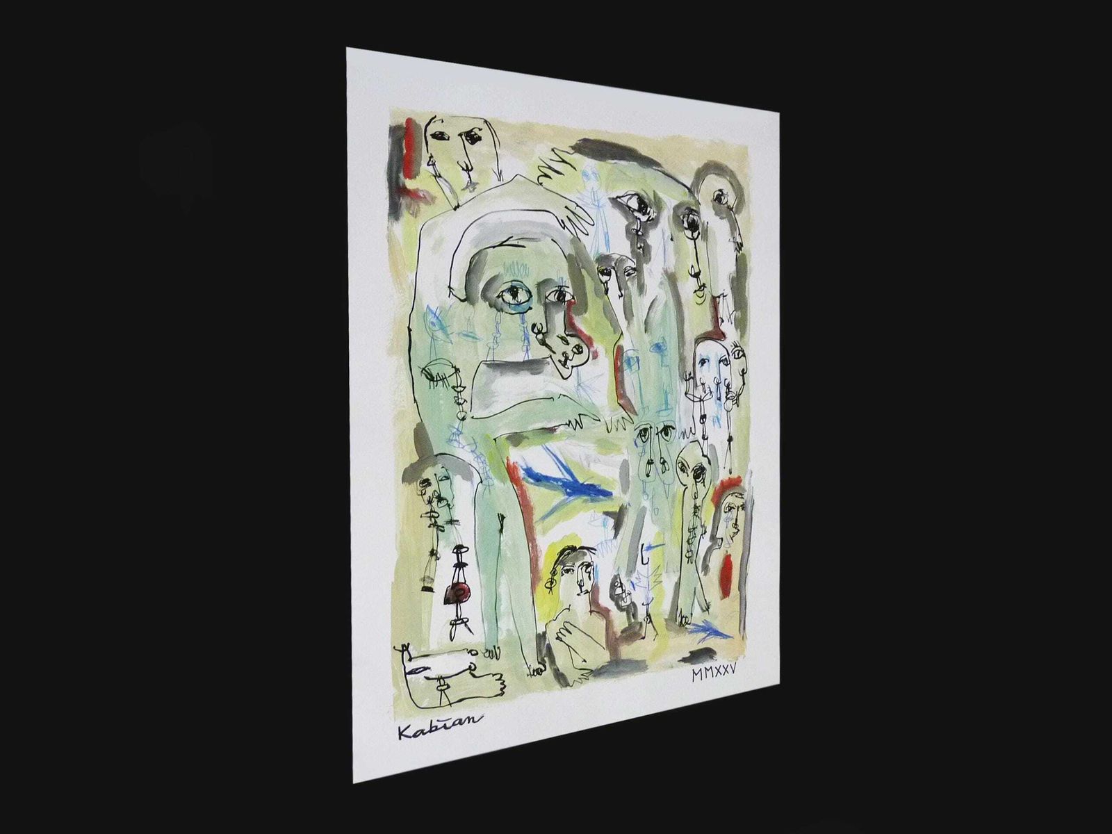 Mixed Media, Art Brut/Figurative Art/Singular Art, Signed Kabian (Jean Baptiste), 50 X 65 Cm (19.68 X 25.59 In) photo for sale