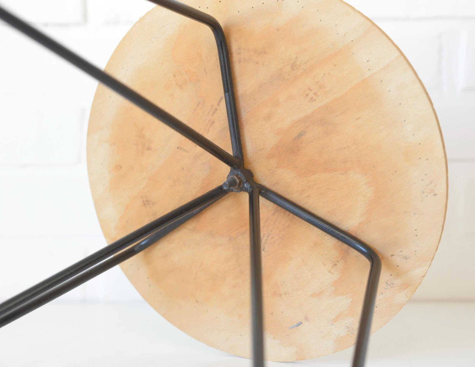 Vintage Hairpin Stool / Diy / Foot Stool Base / Wood And Metal Stand / Made In Yugoslavia 70's photo vintage
