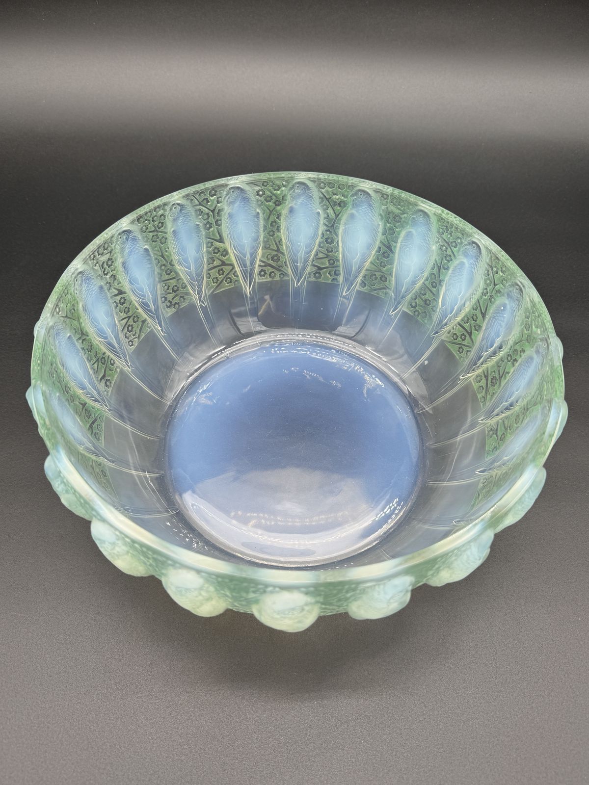 A R.Lalique Perruches Bowl In Opalescent Glass photo Home Decor