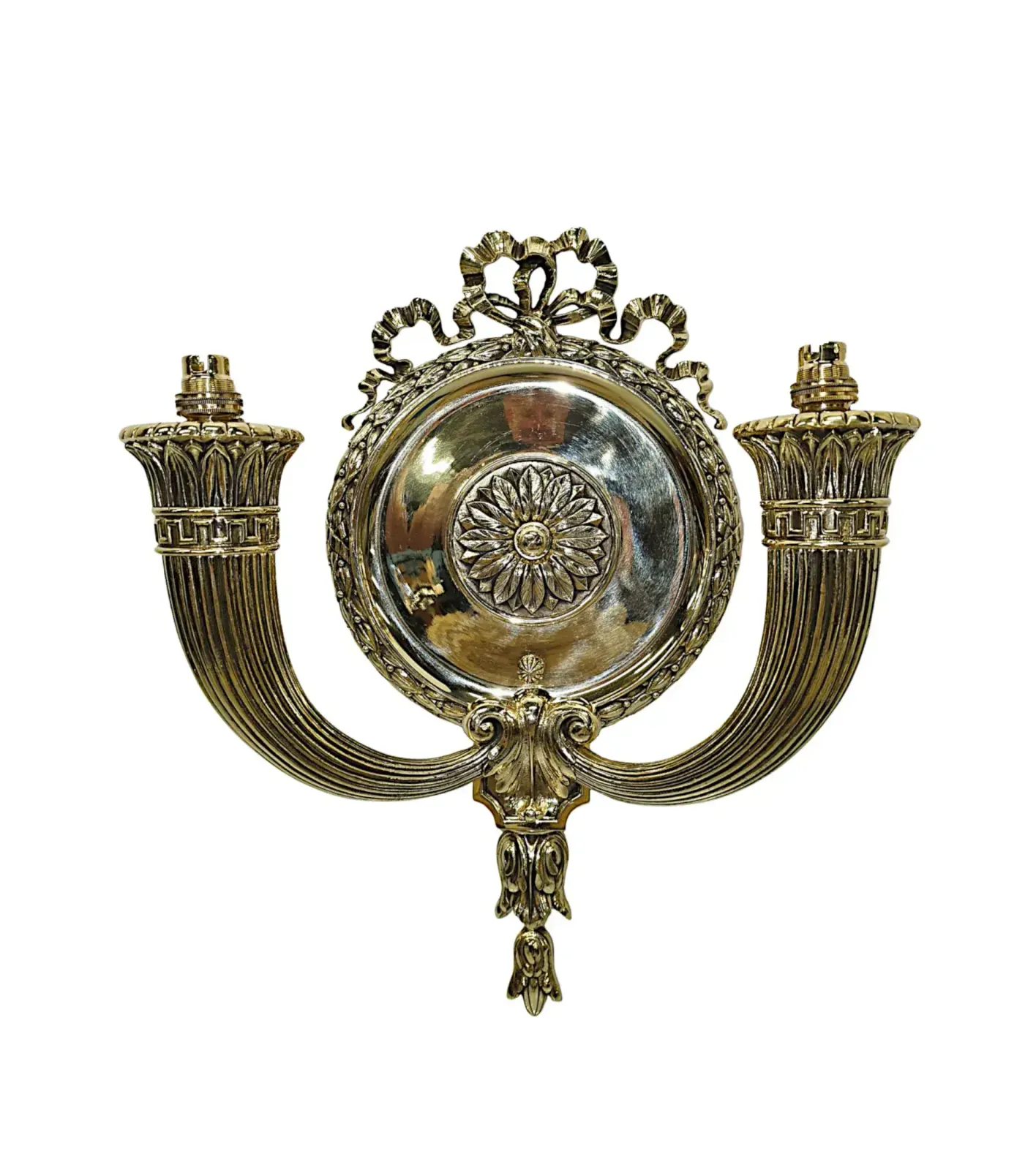 A Very Rare Pair Of Early 20th Century Brass Wall Lights And A Pair Of Matching Smaller Wall Lights photo 2579.1167