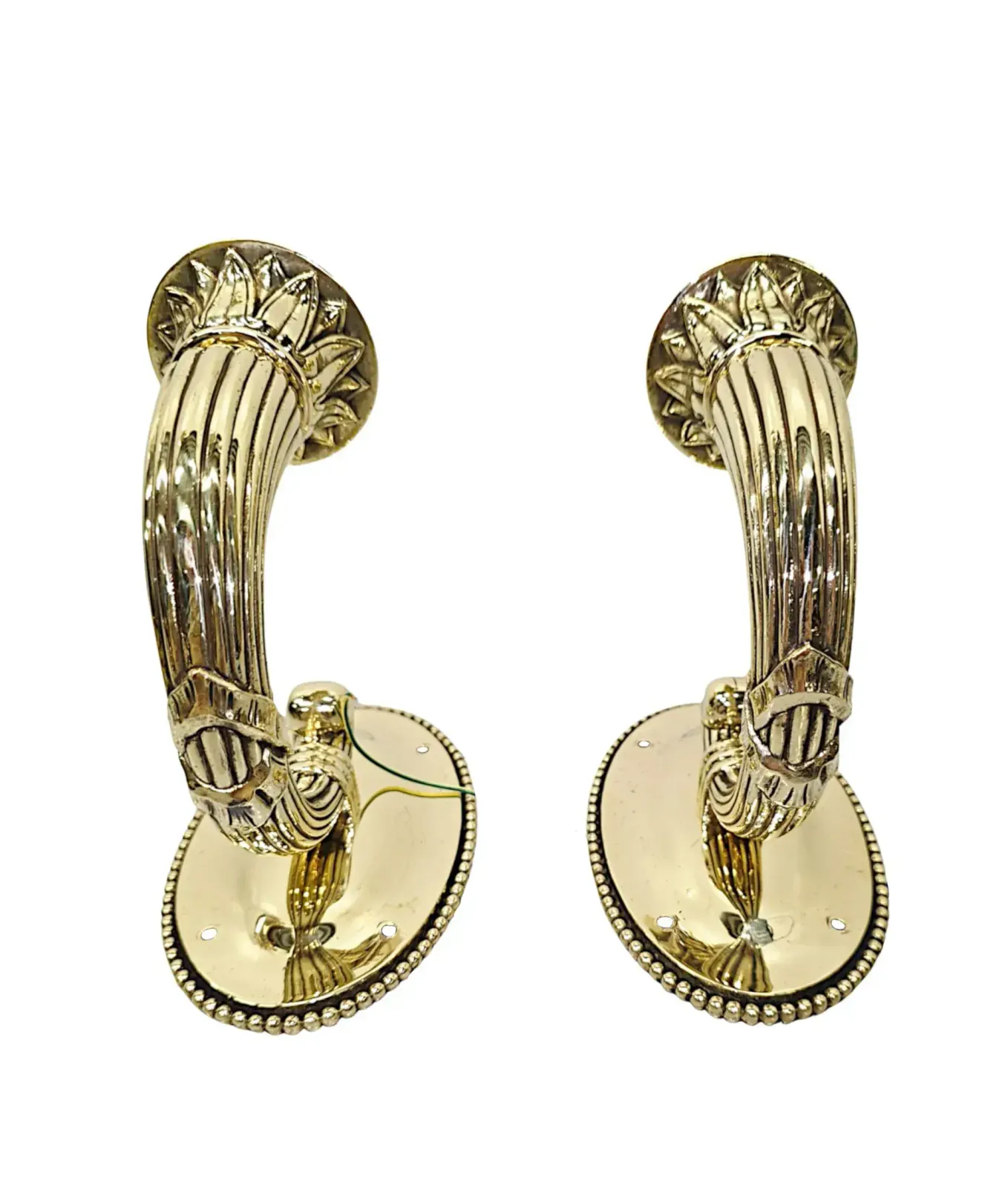 A Very Rare Pair Of Early 20th Century Brass Wall Lights And A Pair Of Matching Smaller Wall Lights photo buy