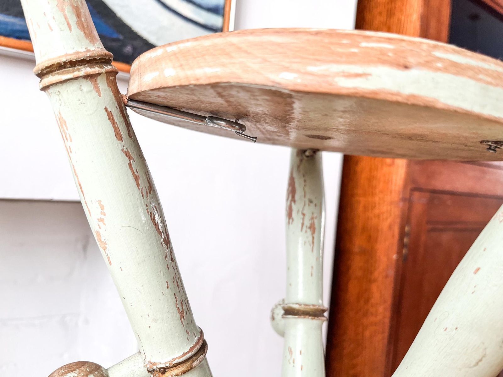 205.0 French Antique Painted Faux Bamboo Plant Stand photo