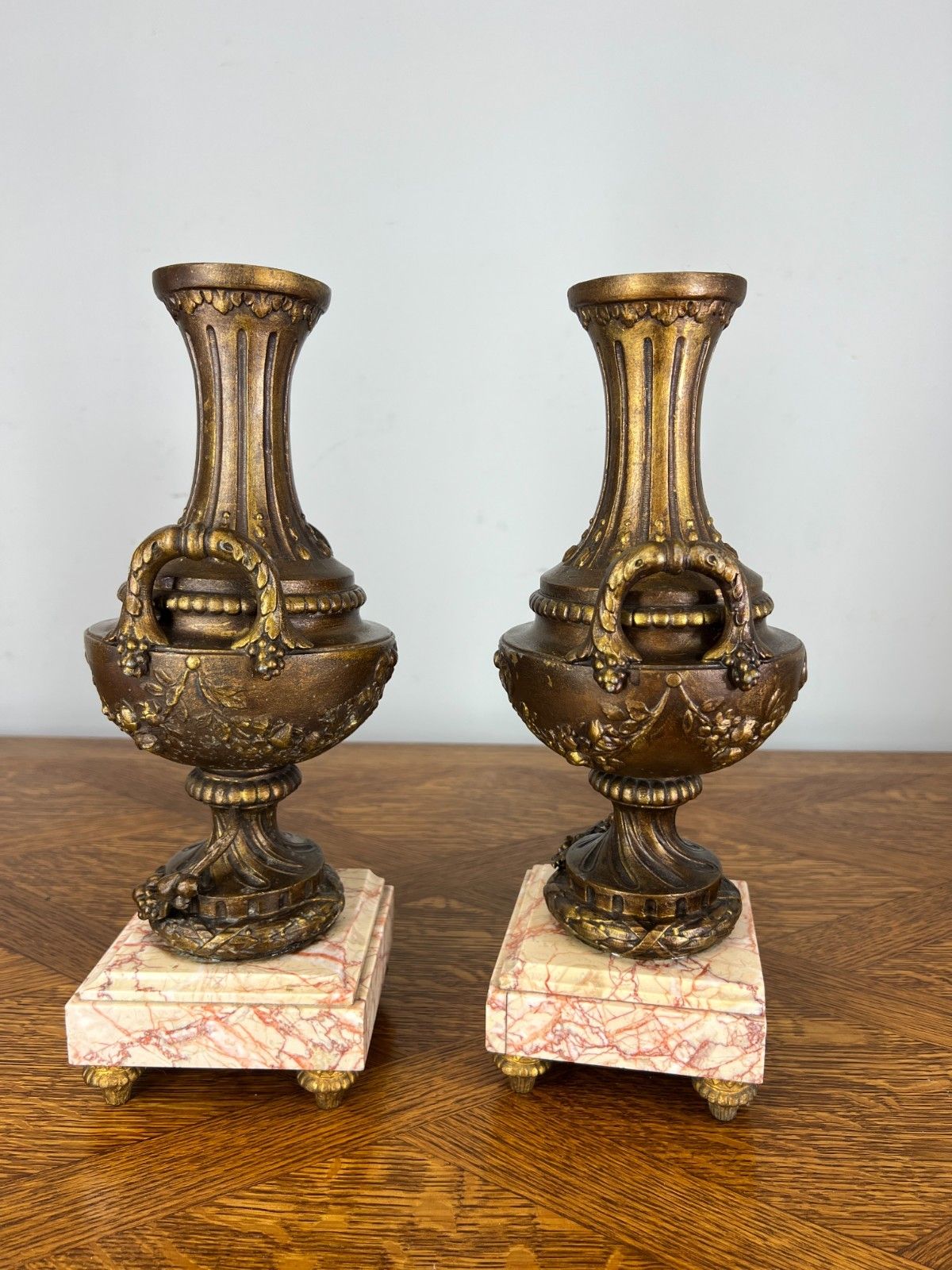 Mantel Clock Antique French Art Nouveau Style Bronze Garniture Set Lot 4639 photo Home Decor