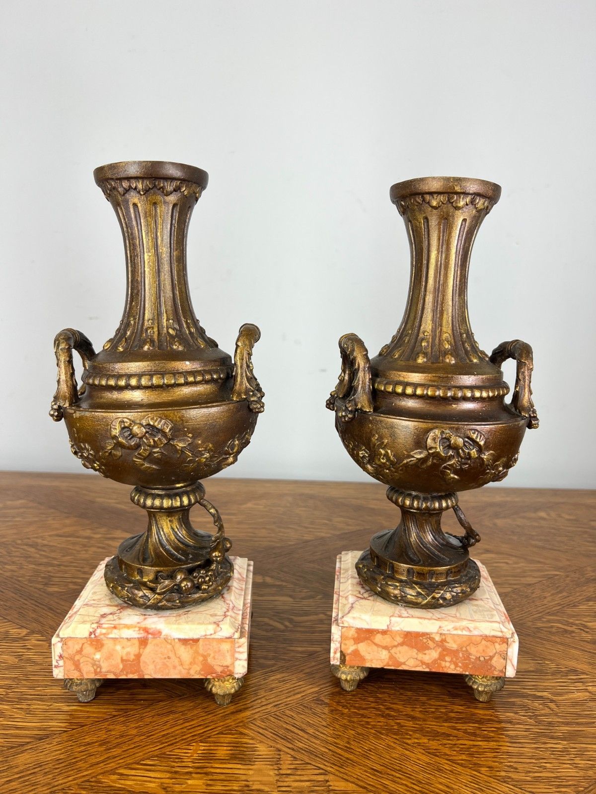 Mantel Clock Antique French Art Nouveau Style Bronze Garniture Set Lot 4639 photo 699.0