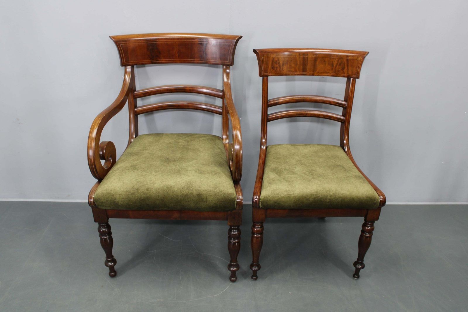 French Art Deco Walnut Dining Chair Set With Armchairs, France 1930s photo 8184.0