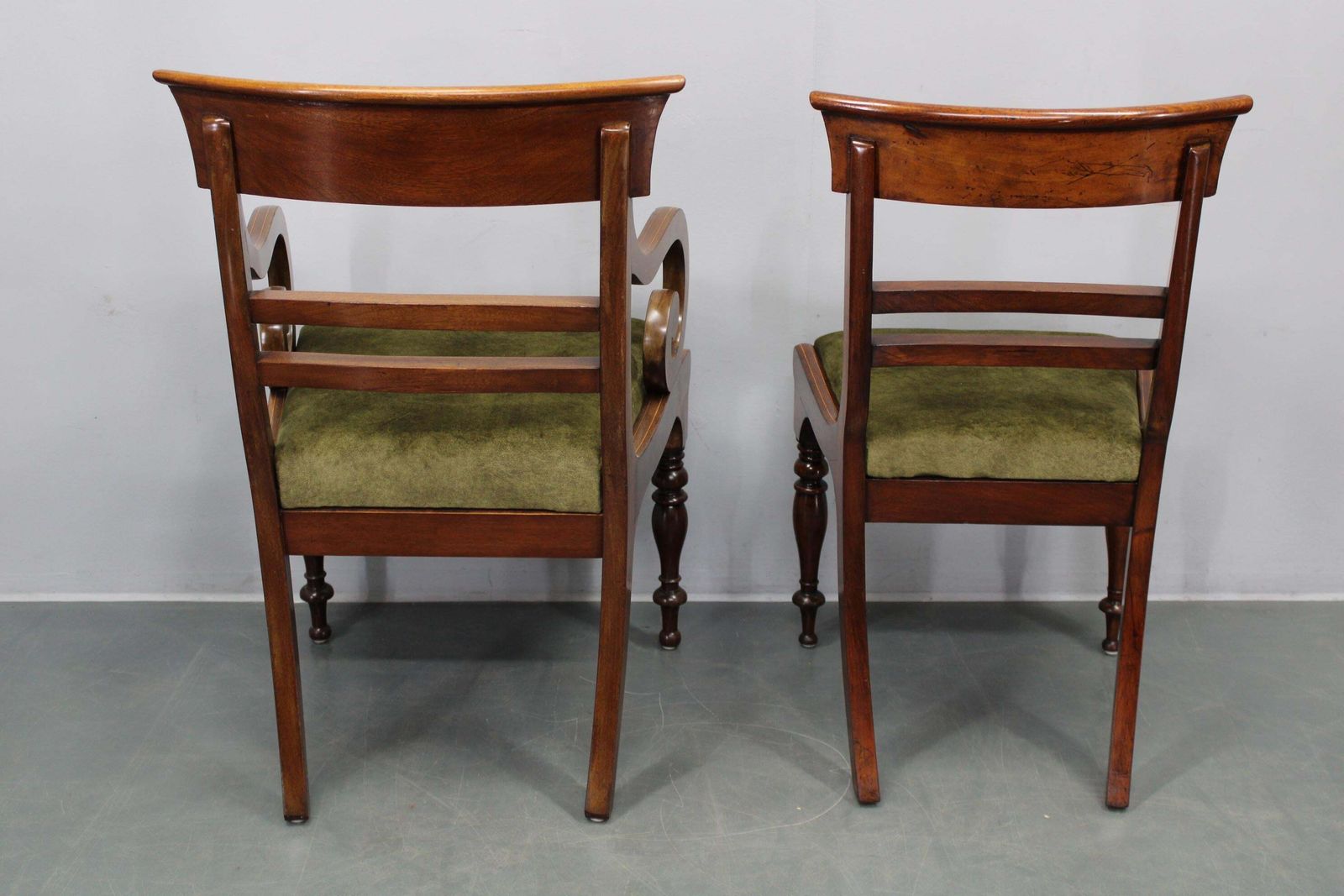 photo furniture French Art Deco Walnut Dining Chair Set With Armchairs, France 1930s