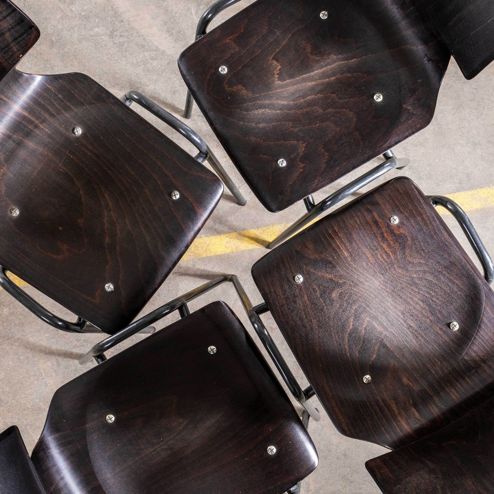 1960's Laminated Ebonised Gun Metal Dining Chairs   Set Of Four photo furniture