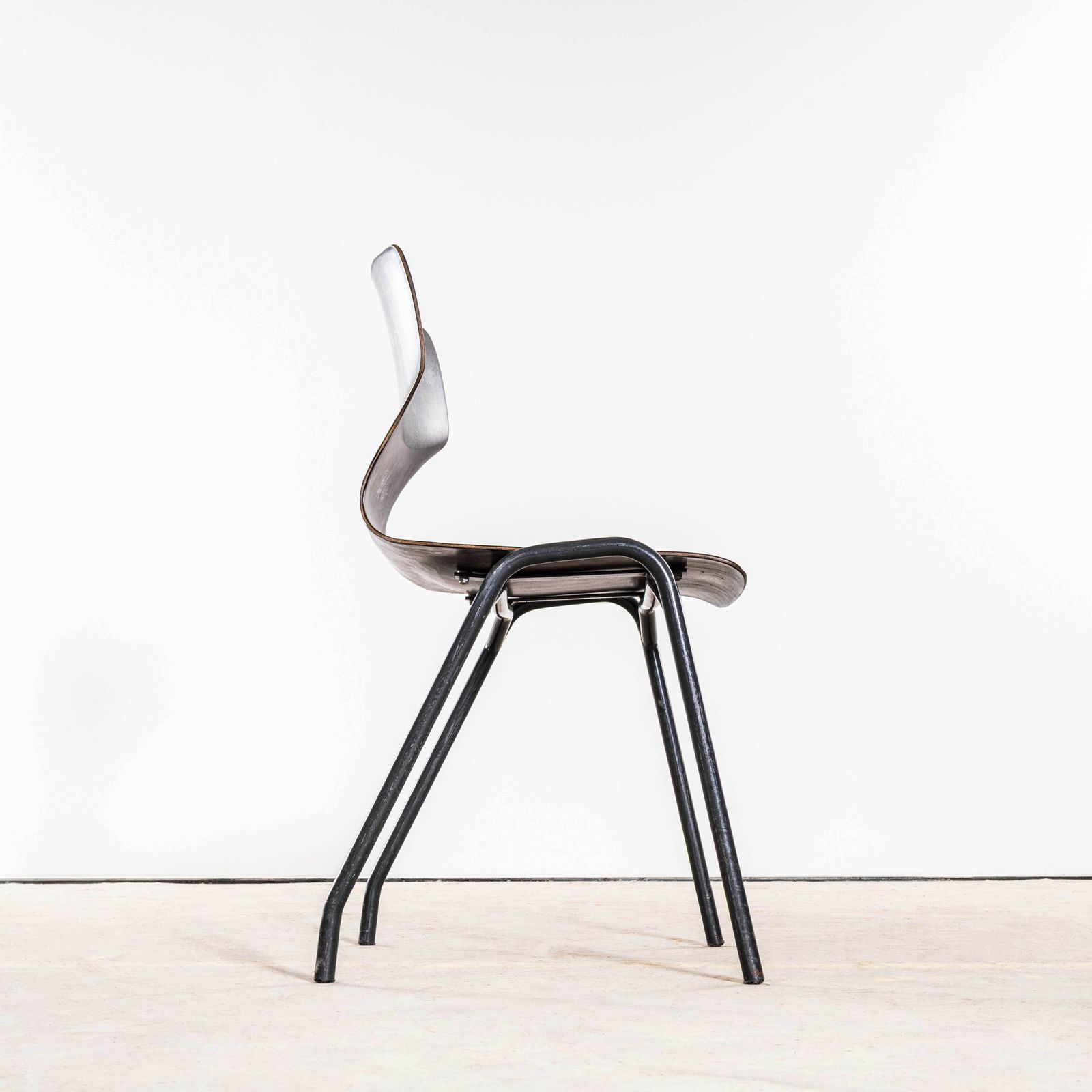 1960's Laminated Ebonised Gun Metal Dining Chairs   Set Of Four photo 480.0