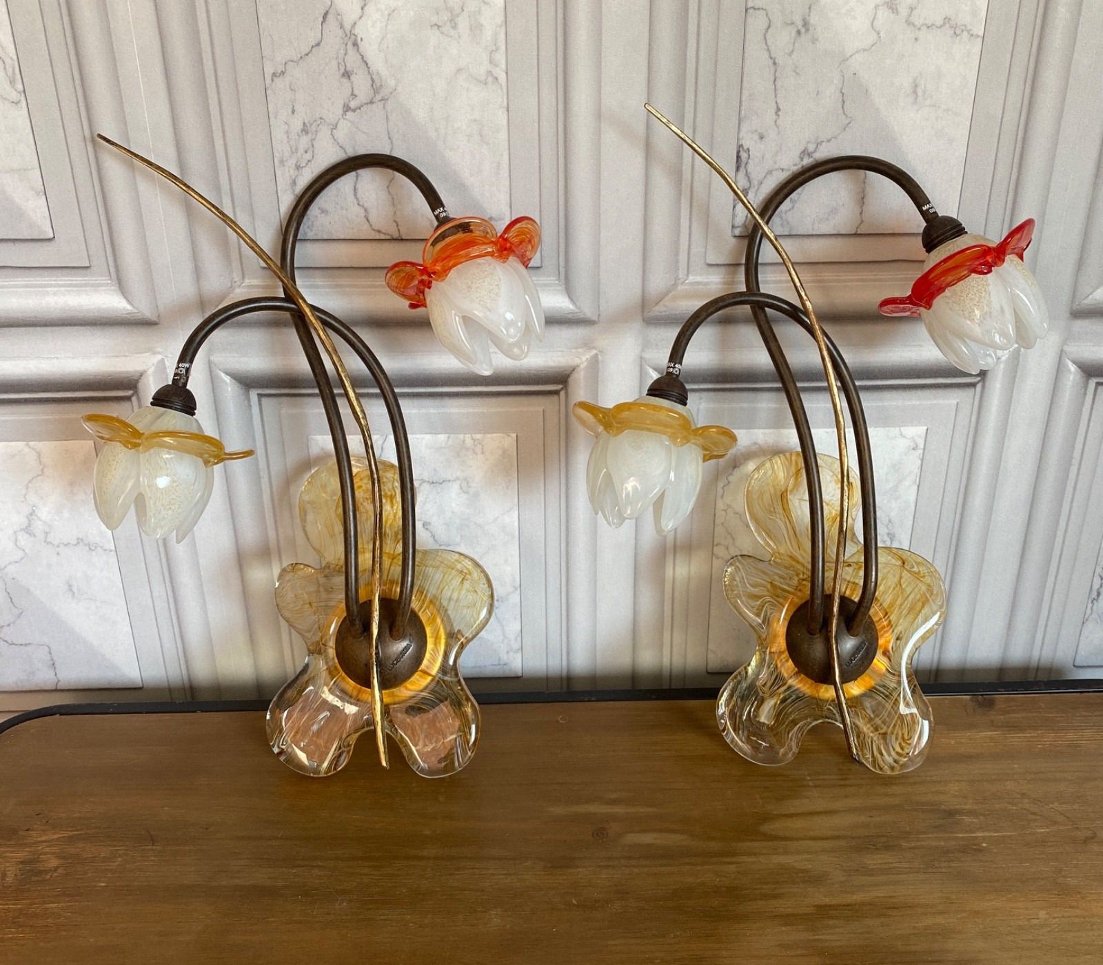 Murano Glass Italian Design Floral Wall Lights By Luce Crea photo furniture