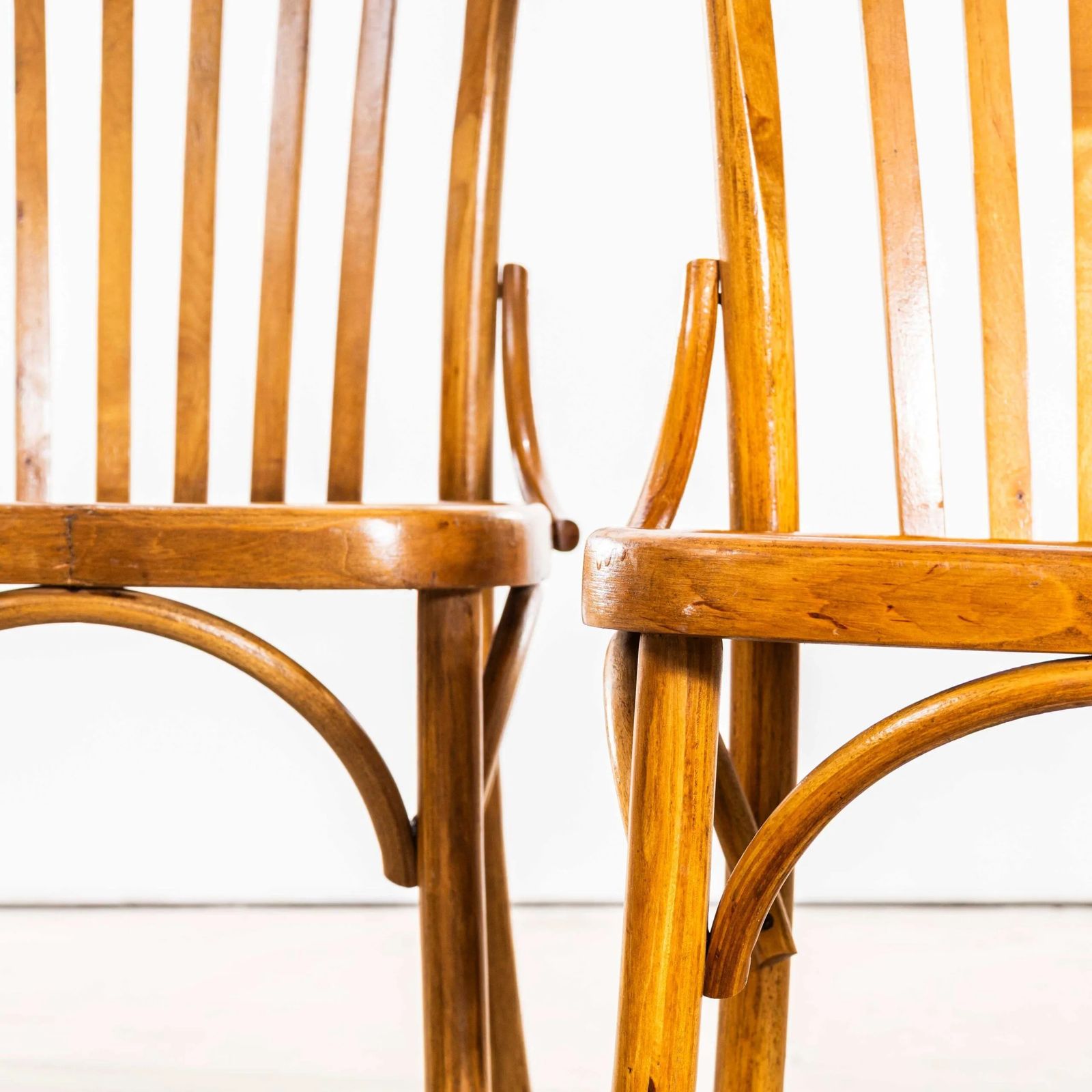 20th Century Honey Walnut Contemporary Café Chairs – Set Of Four photo vintage