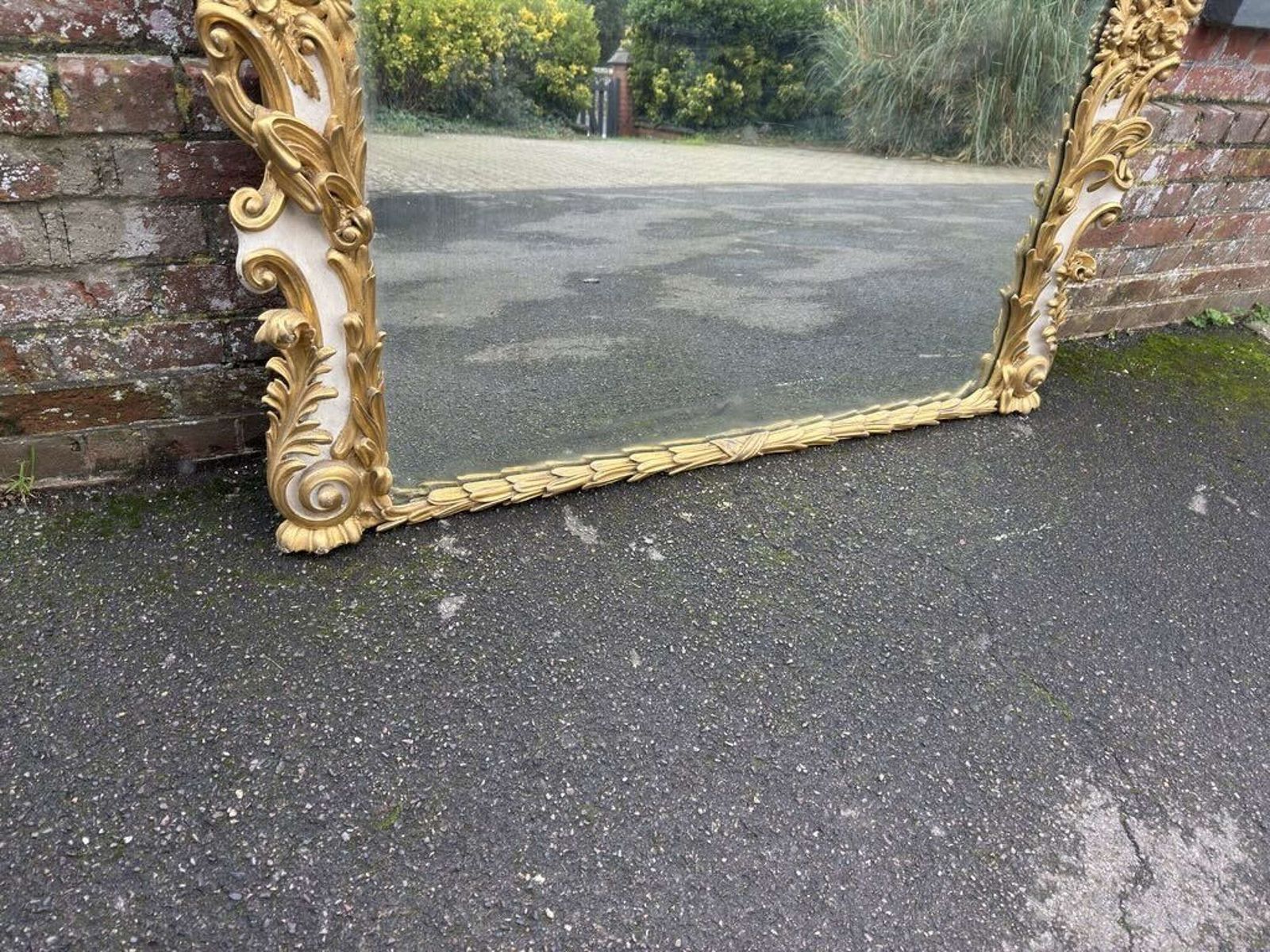 A Spectacular Large Antique English 19th C Ornate Framed Gilt & Painted Overmantle Mirror. photo vinterior