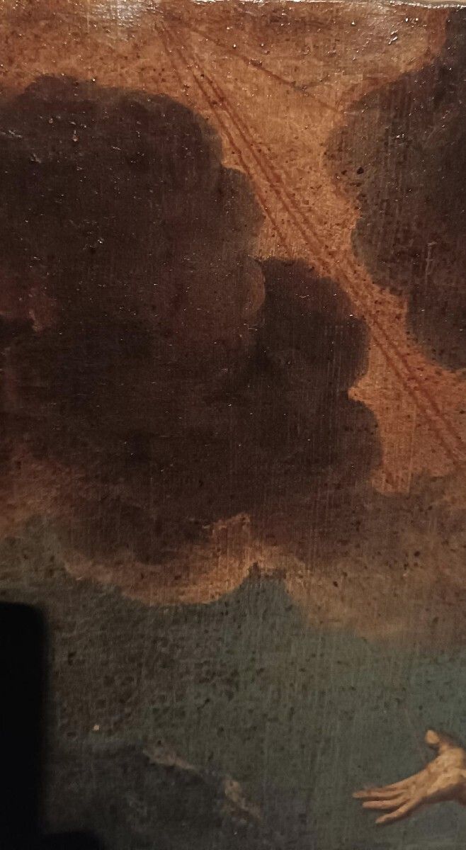 Antique Oil Painting On Canvas Depicting Saint Francis In Ecstasy photo vinterior