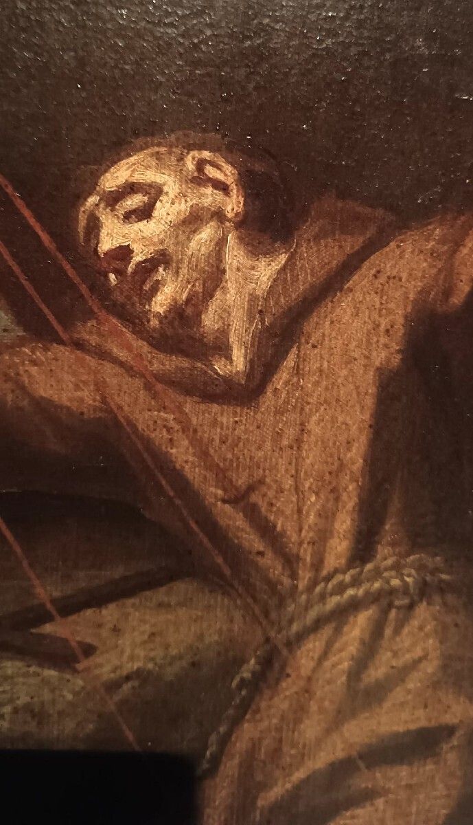 Antique Oil Painting On Canvas Depicting Saint Francis In Ecstasy photo buy