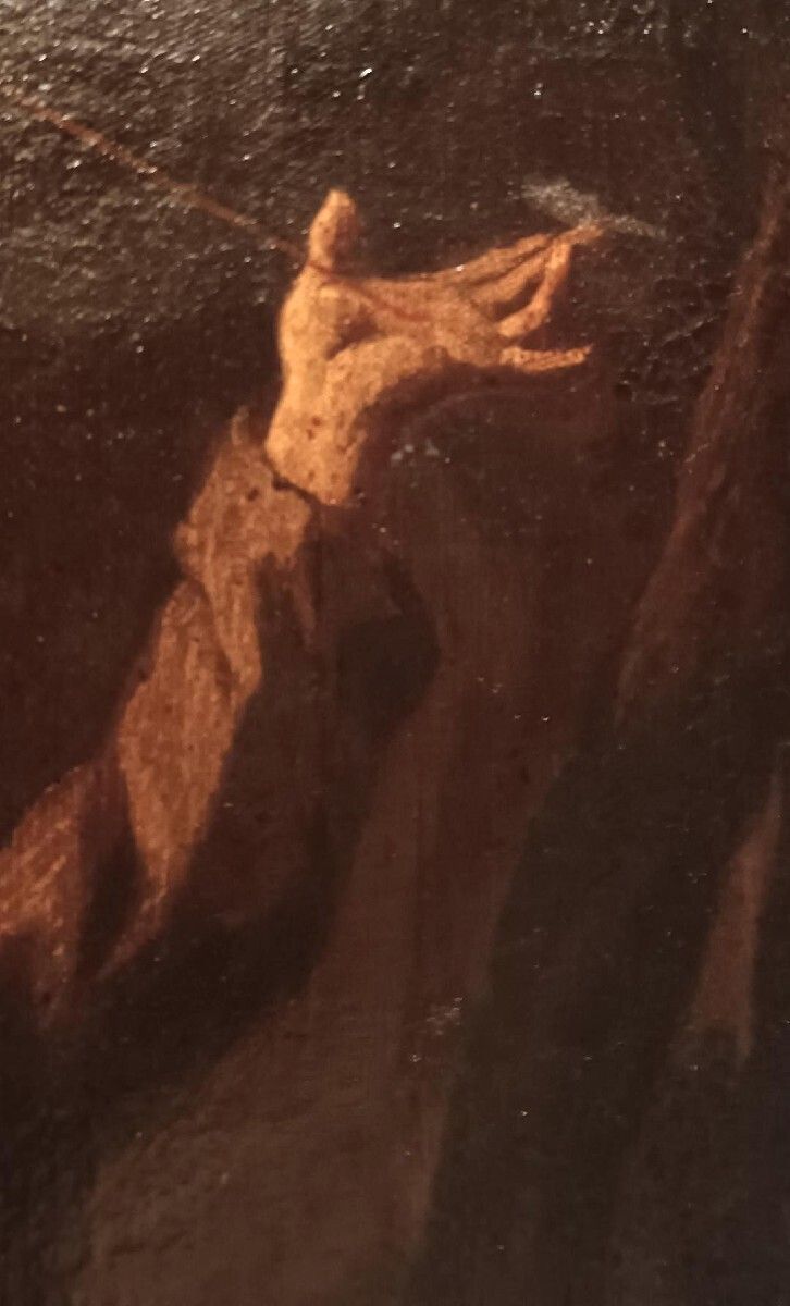 Art Antique Oil Painting On Canvas Depicting Saint Francis In Ecstasy photo