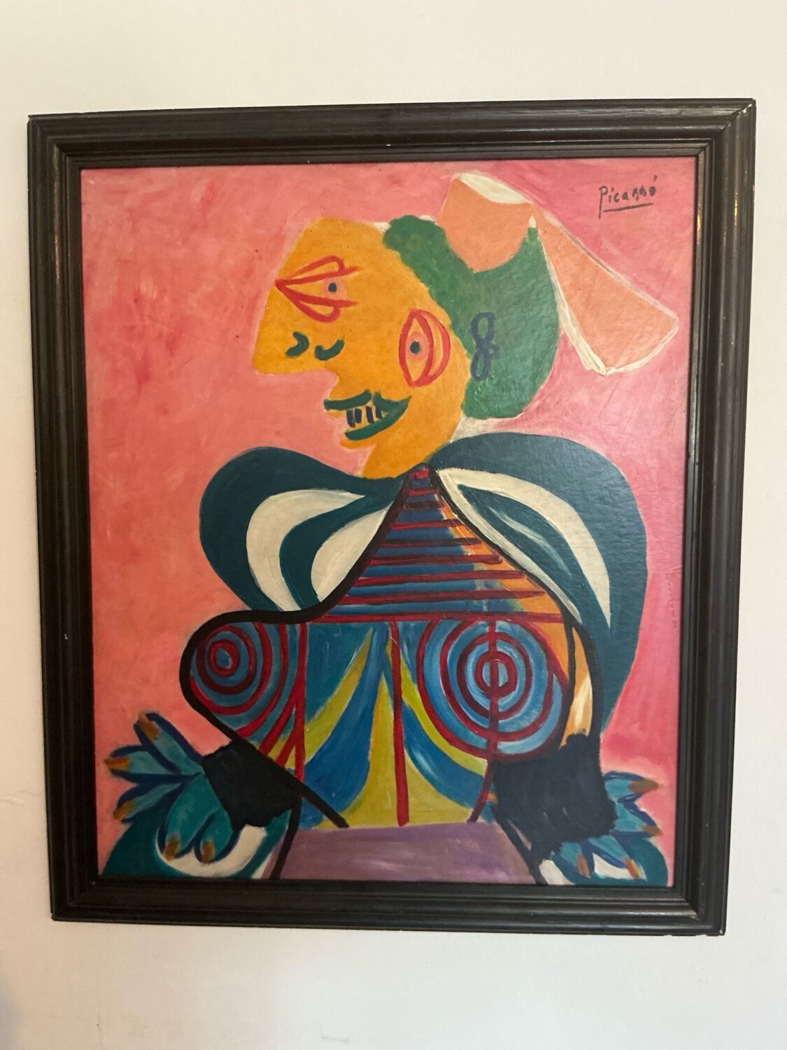 photo for sale Abstract Painting In The Cubist Style – Signed – Oil On Canvas With Frame