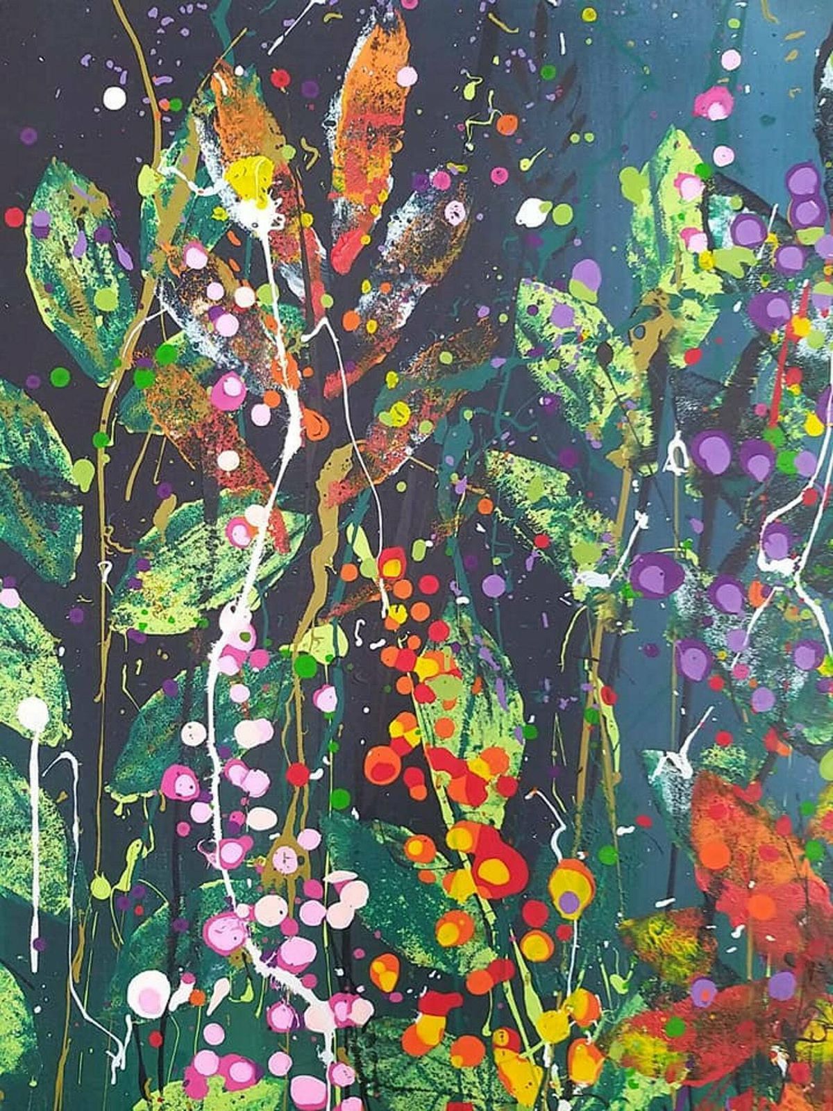 Florence Original Art Hand Painted Acrylic Abstract Green Floral On A Extra Large Deep Edge Canvas 150cm X 120cm photo buy