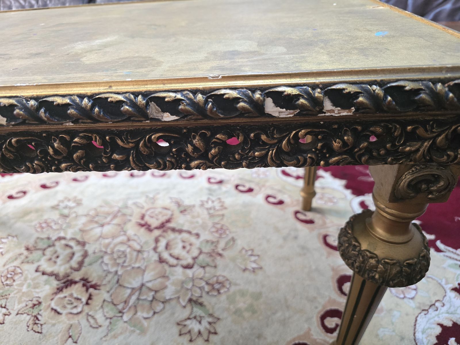 photo vintage Antique French Gilt & Mirrored Glass Coffee Table