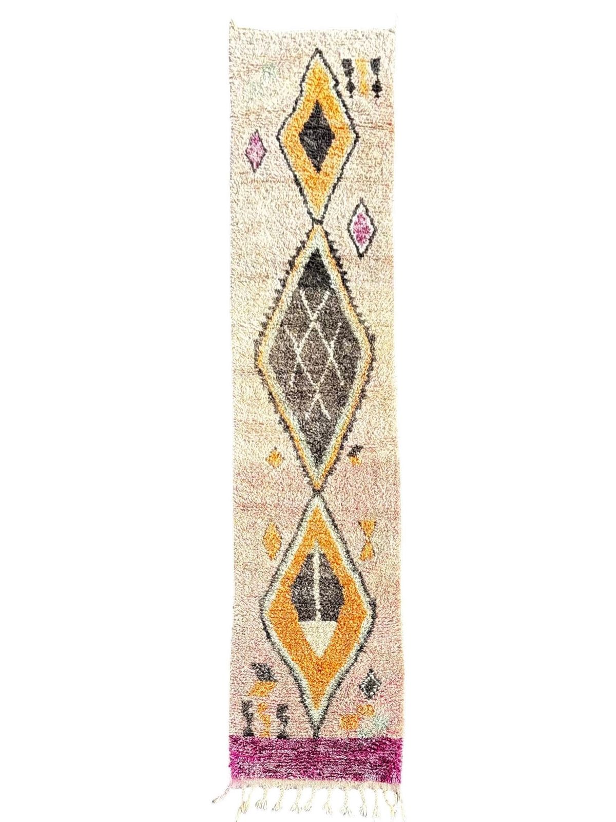 Moroccan Green Runner Beni Ourain Rug 80x370 Cm, Living Room Runner Rug, Green Moroccan Wool Rug, Berber Wool Rug, Modern Area Rug. photo for sale
