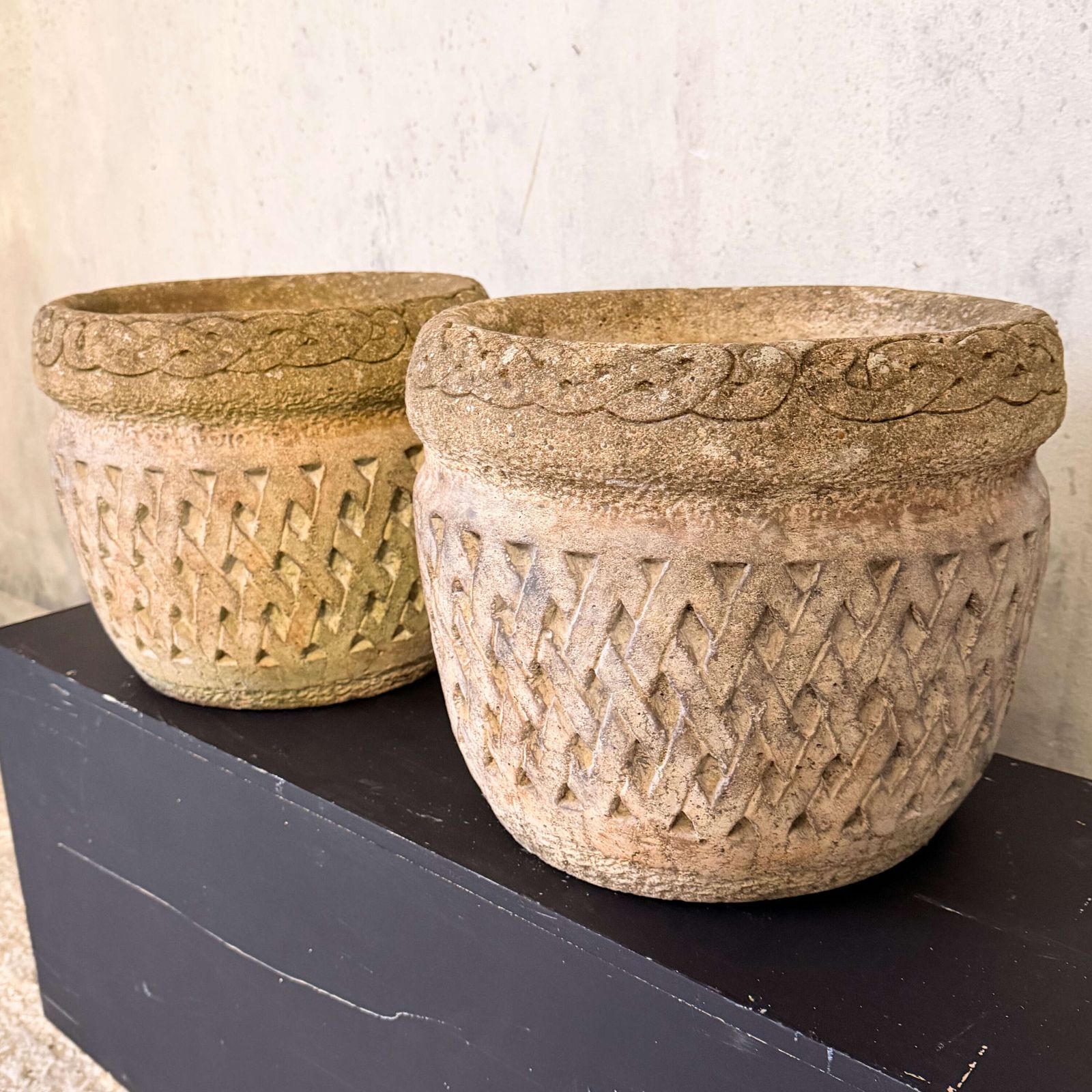 Pair Of Mid Century Cast Stone Garden Urns — England, Circa 1950 photo for sale