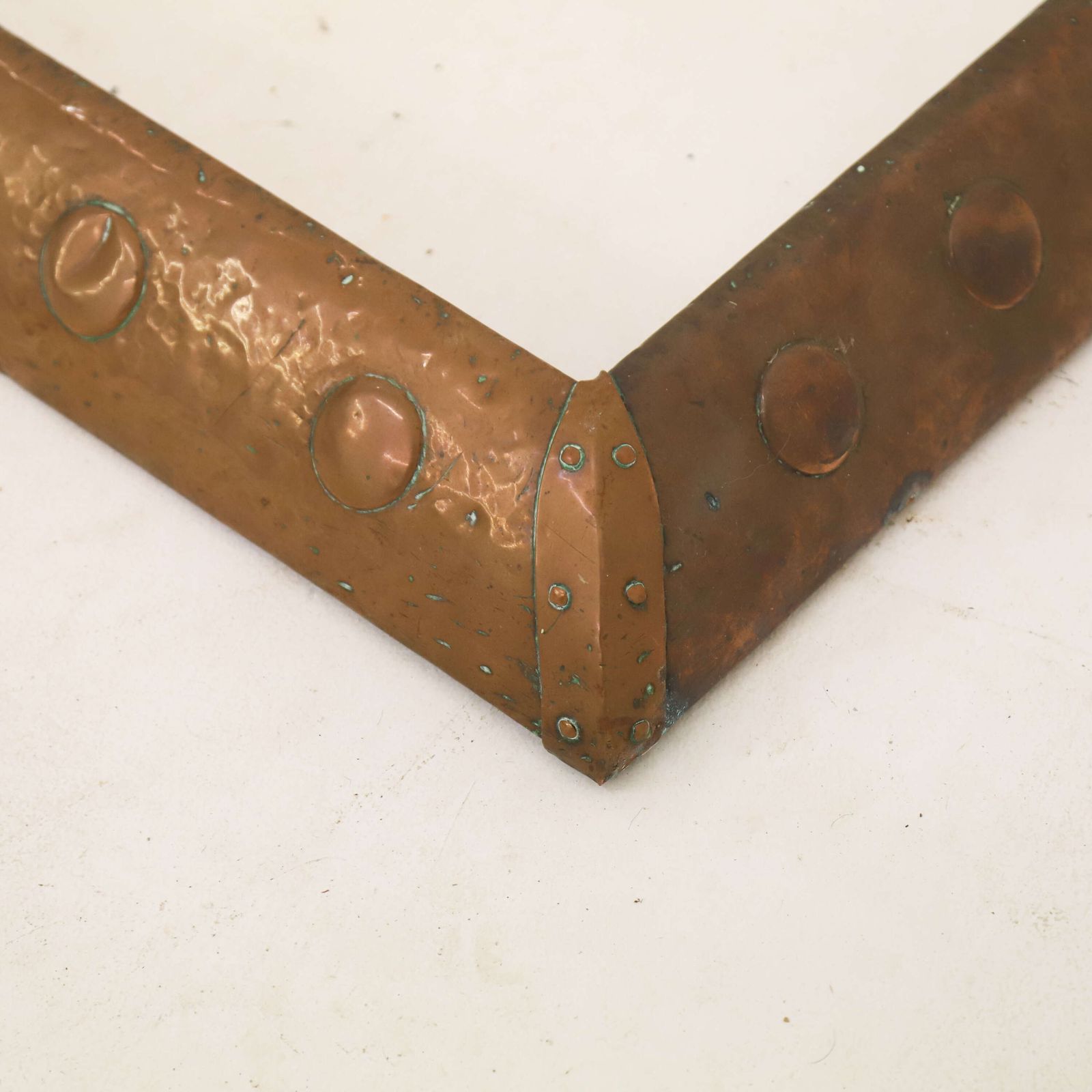 Antique Arts And Crafts Beaten Copper Fireplace Fender photo 275.0
