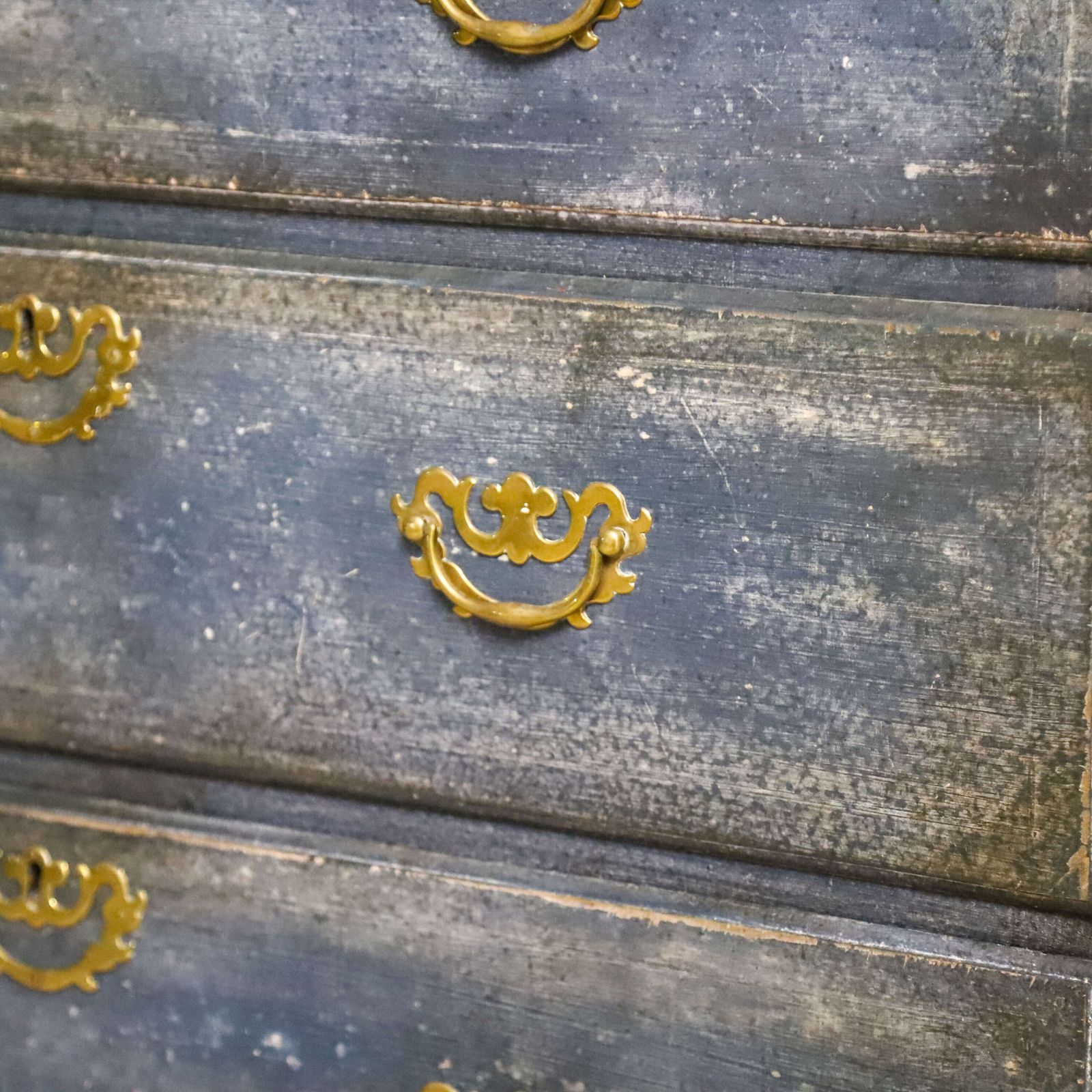 Georgian Chest On Stand C.1760 1780 In Distressed Mottled Blue Finish photo vintage