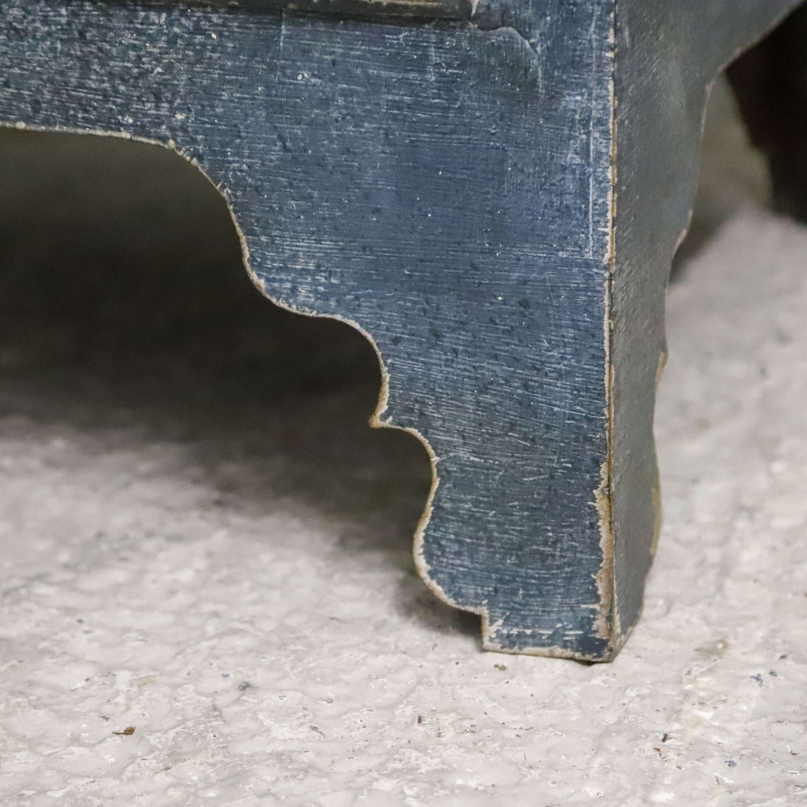 photo furniture Georgian Chest On Stand C.1760 1780 In Distressed Mottled Blue Finish