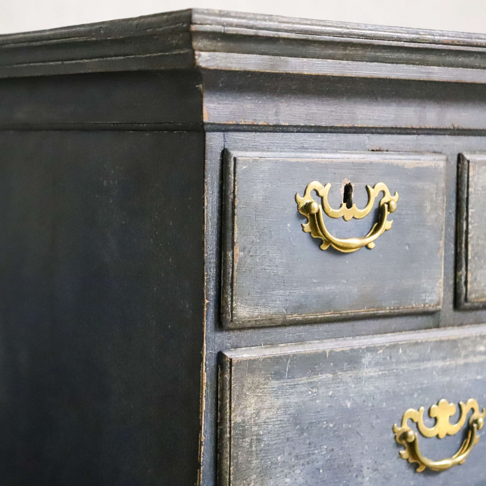 1899.0 Georgian Chest On Stand C.1760 1780 In Distressed Mottled Blue Finish photo