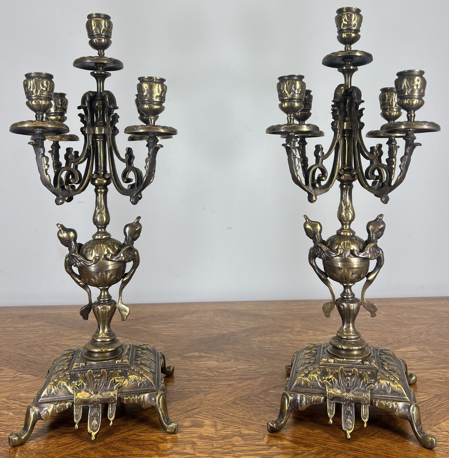 Clock Vintage French Style Mantel Clock Garniture With Candelabras Lot 4649 photo for sale