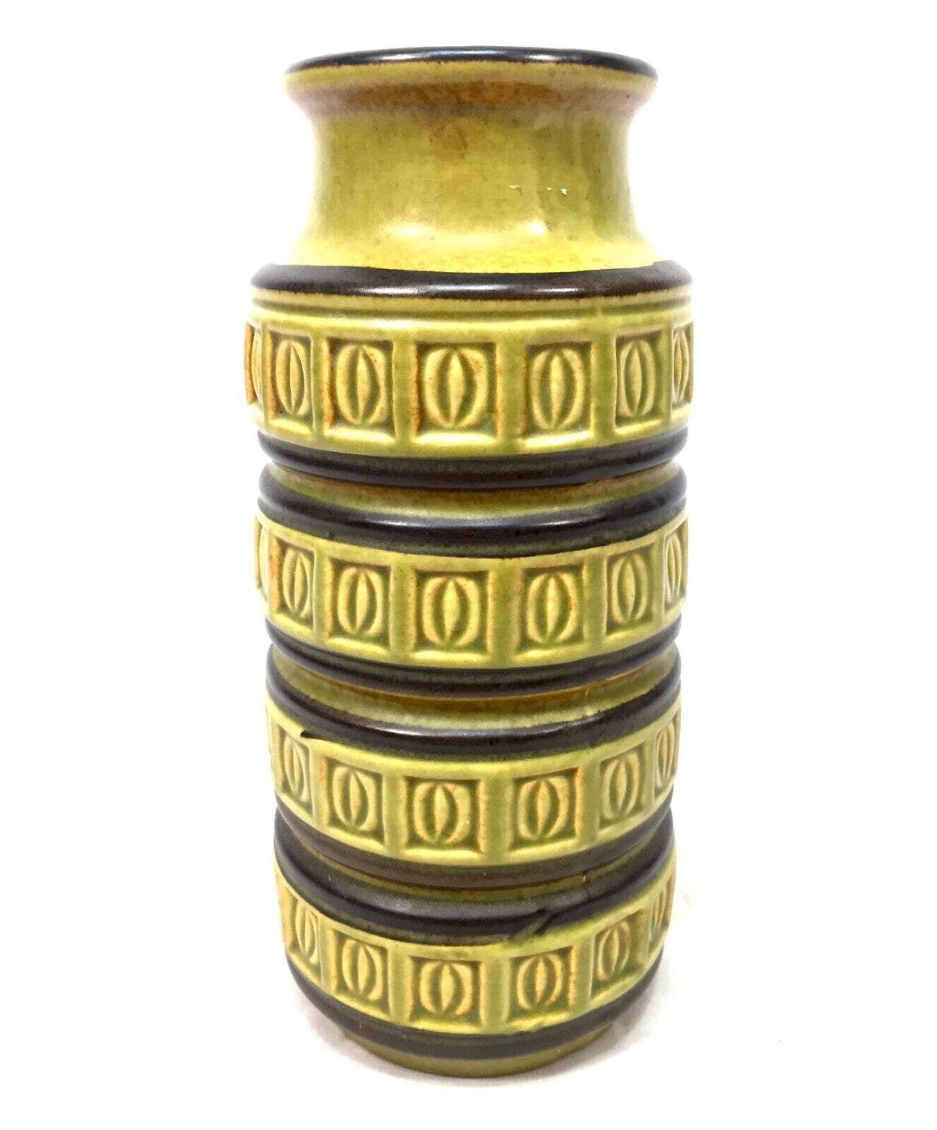 Vintage 1970s West German Pottery Vase / Green & Brown / Retro photo for sale