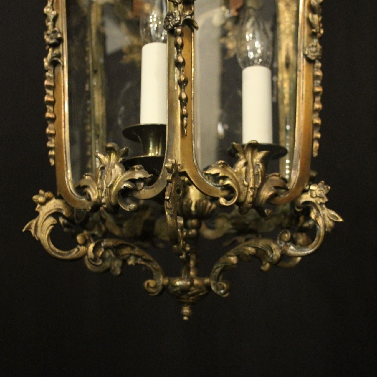 photo for sale French Bronze Triple Light Hall Antique Lantern