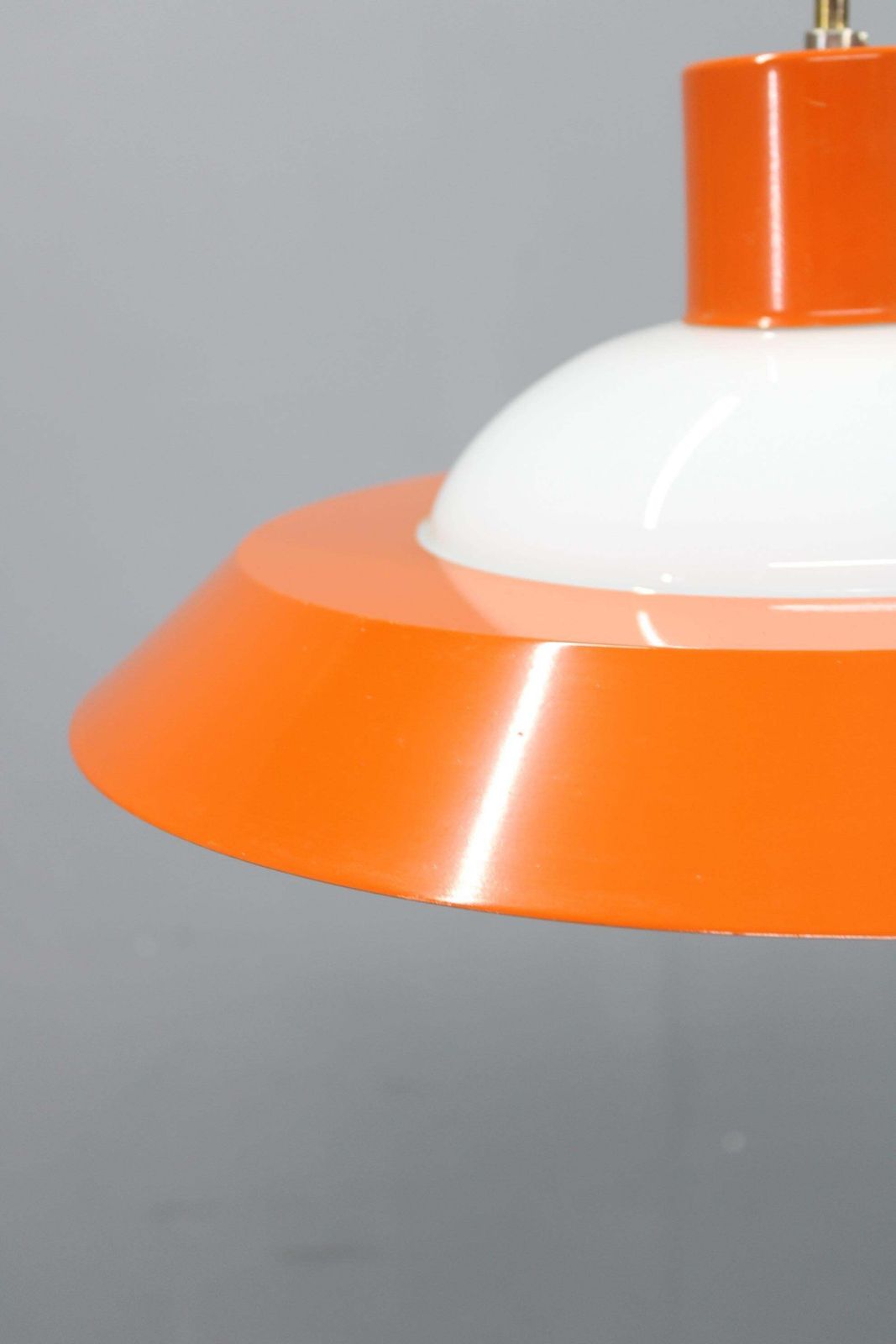 1970s Czechoslovak Mid Century Orange Opaline Glass Pendant Lamp photo Lighting