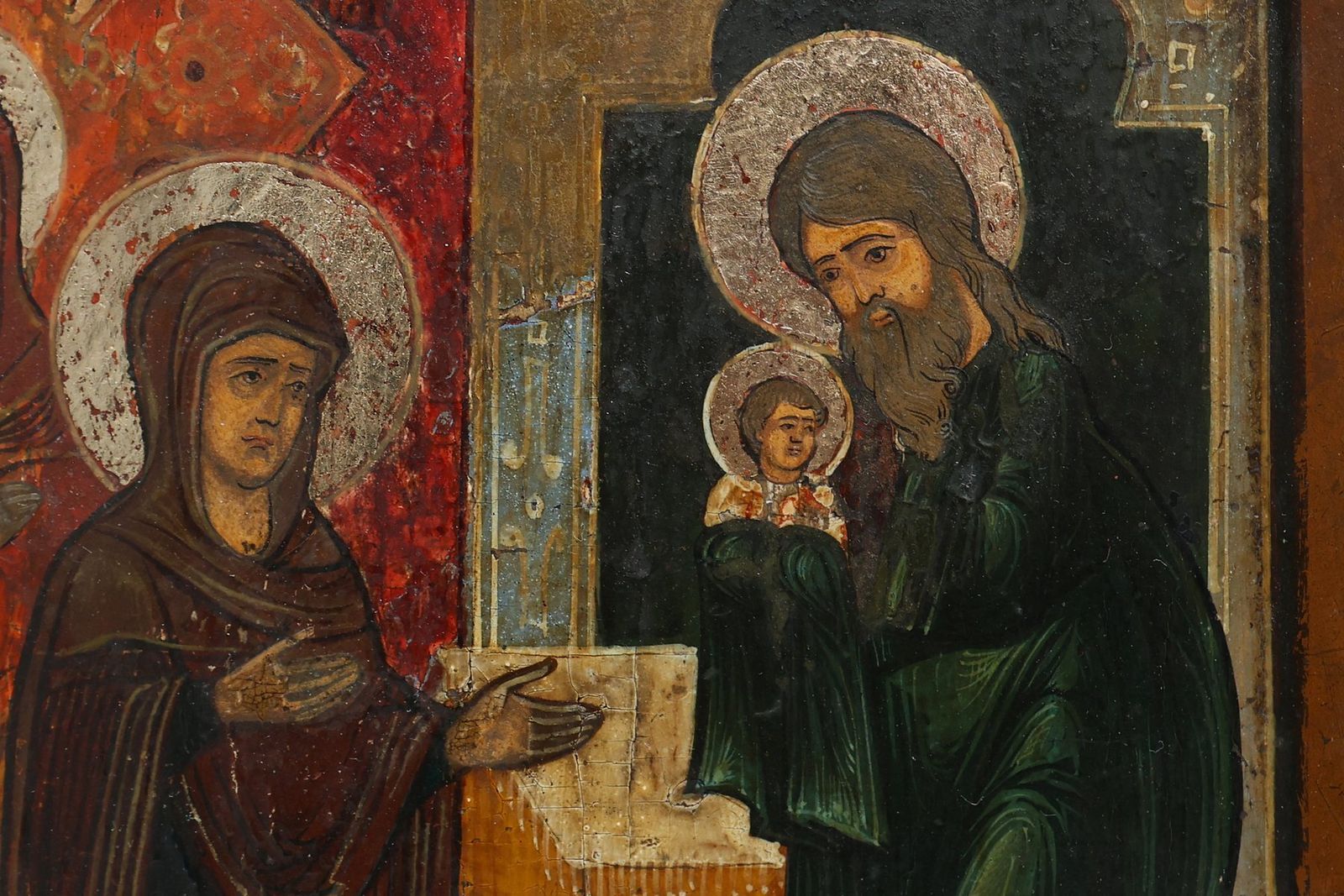 Icon Of The Presentation Of Our Lord, 19th Century, Painting On Wood photo vintage