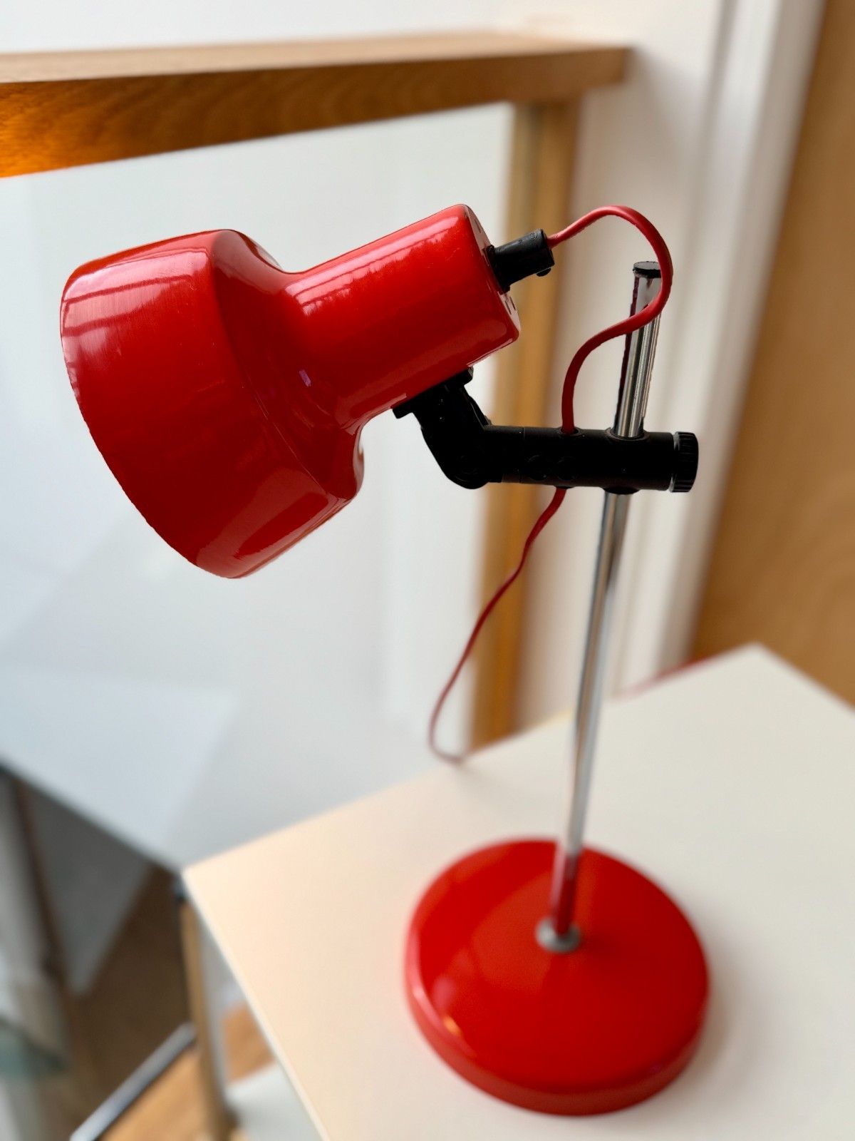Lighting 1980's Adjustable Orange Desk Lamp By Moda Of Denmark photo