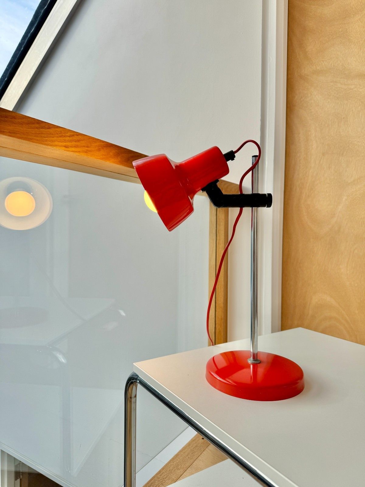 photo vinterior 1980's Adjustable Orange Desk Lamp By Moda Of Denmark