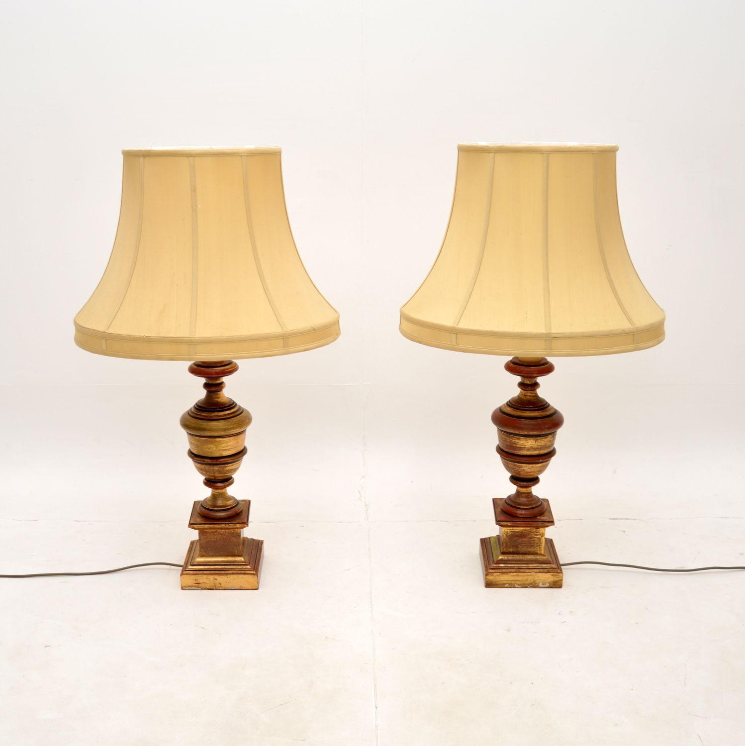 Pair Of Antique Gilt Wood Table Lamps photo for sale