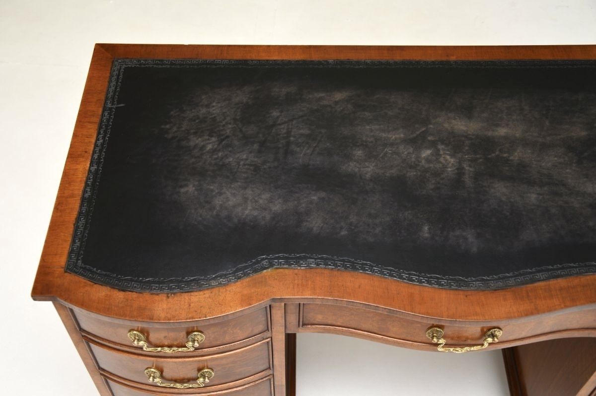 Antique Burr Walnut Leather Top Pedestal Desk photo 1430.0