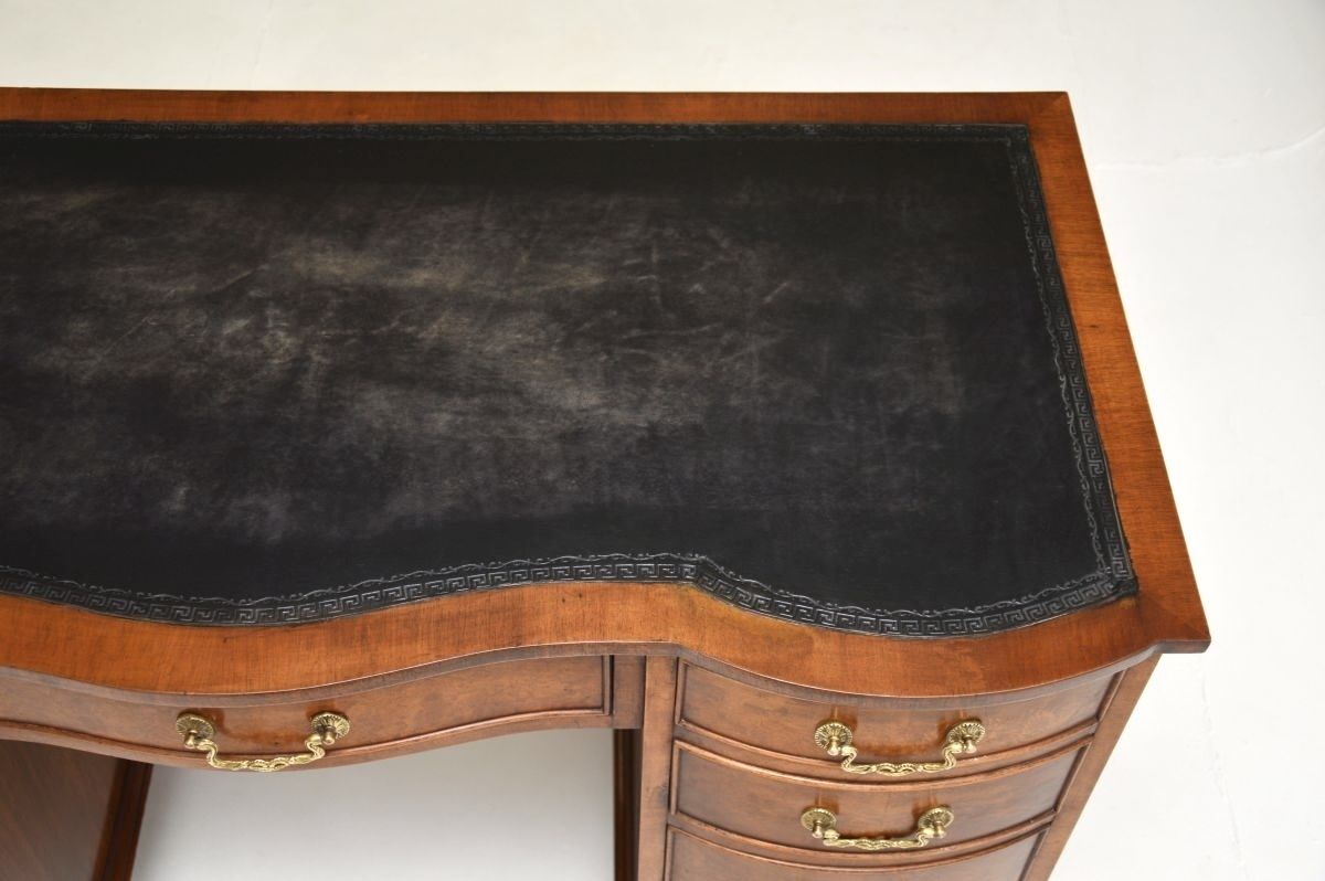 Antique Burr Walnut Leather Top Pedestal Desk photo vinterior
