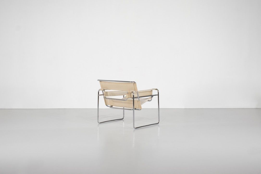 Armchair " B3 Wassily " Fabric By Marcel Breuer For Gavina, 1925s.