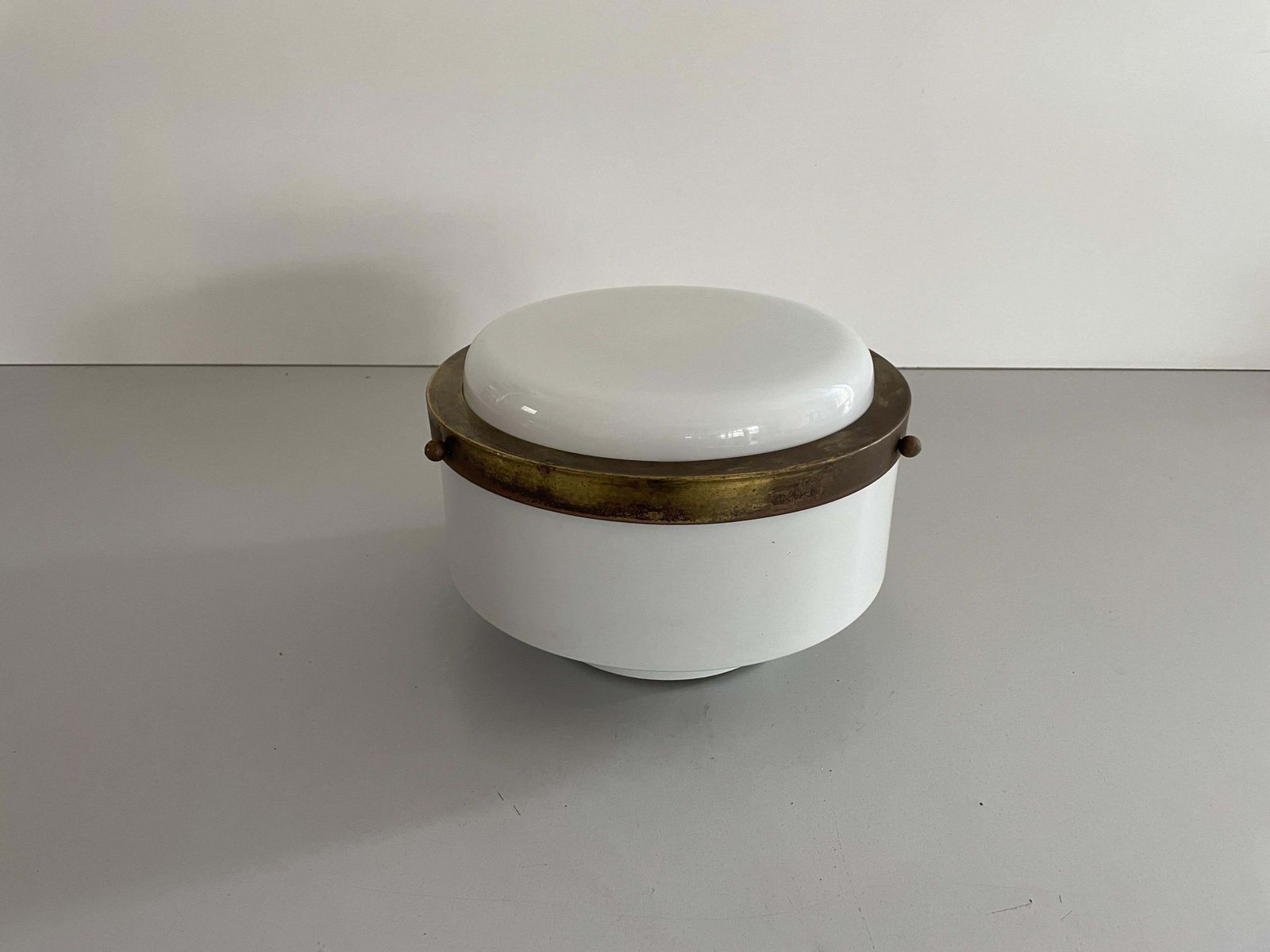 Round Opaline Glass Flush Mount Light By Minilumi Design, 1960s, Italy photo Lighting