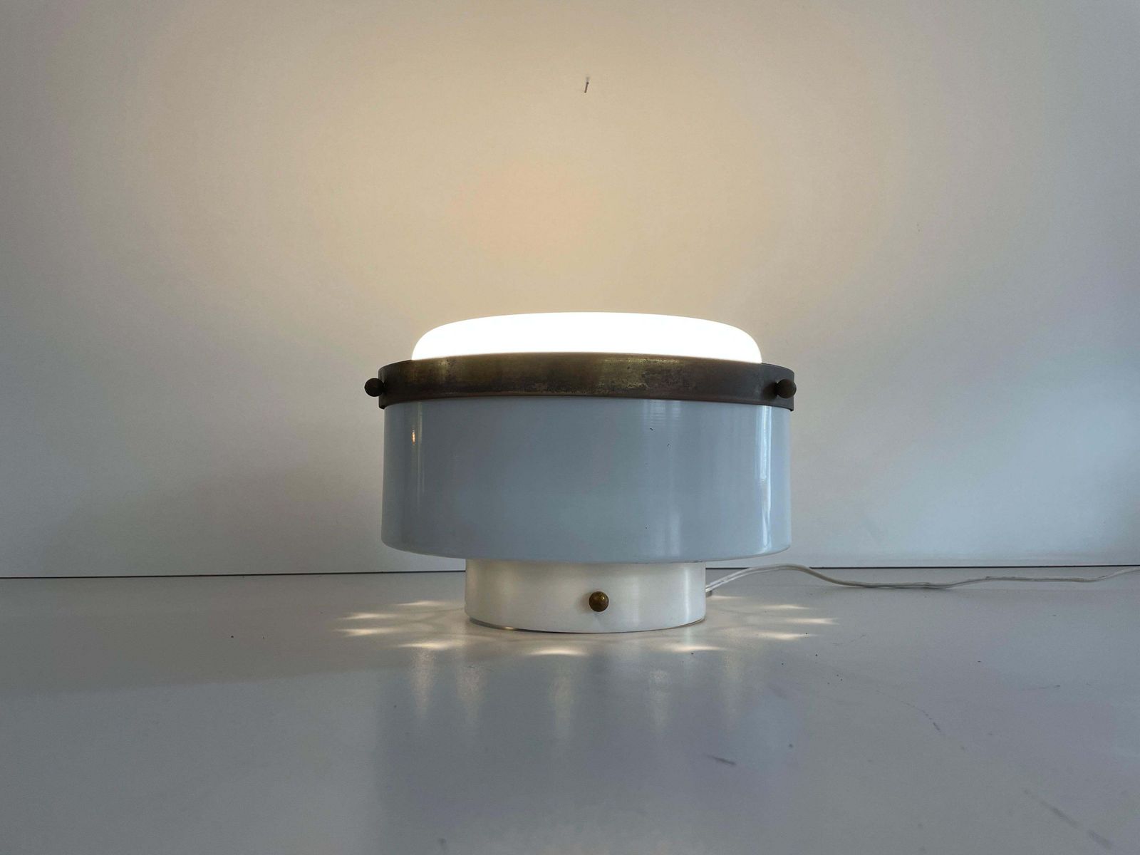 photo vinterior Round Opaline Glass Flush Mount Light By Minilumi Design, 1960s, Italy