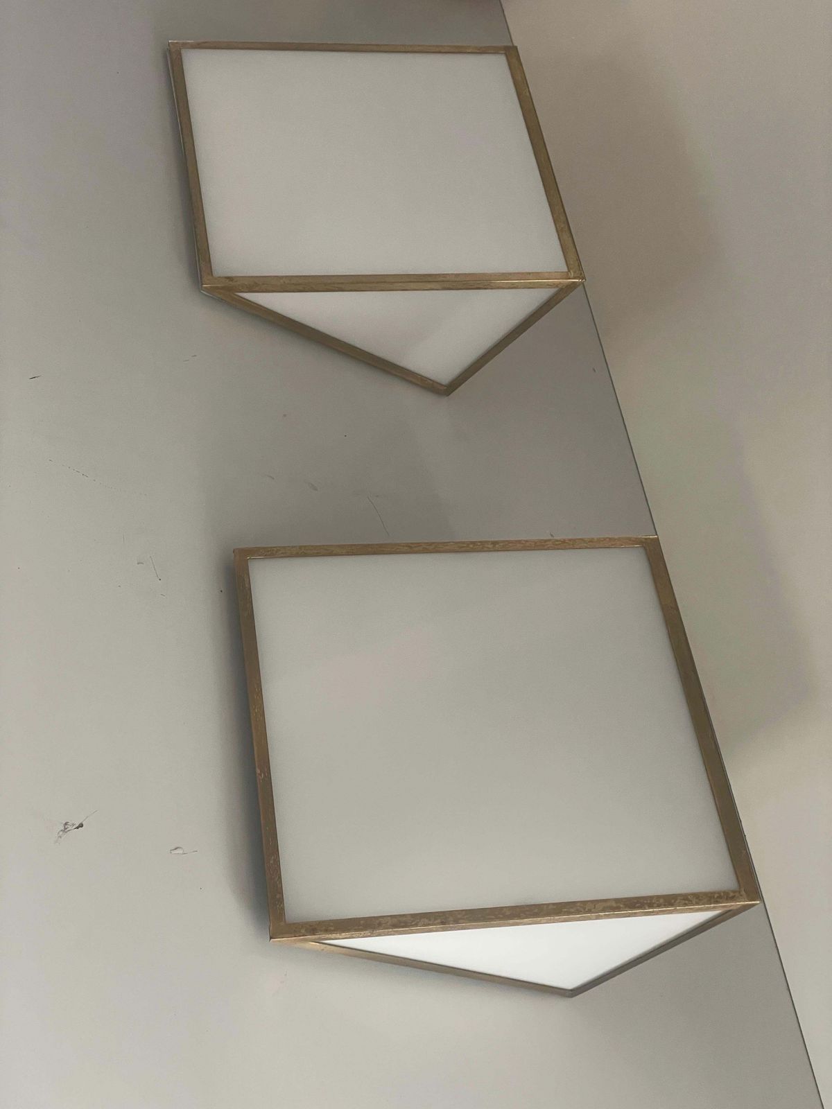 Mid Century Glass And Brass Large Pair Of Cinema Sconces, 1950s, Italy photo furniture