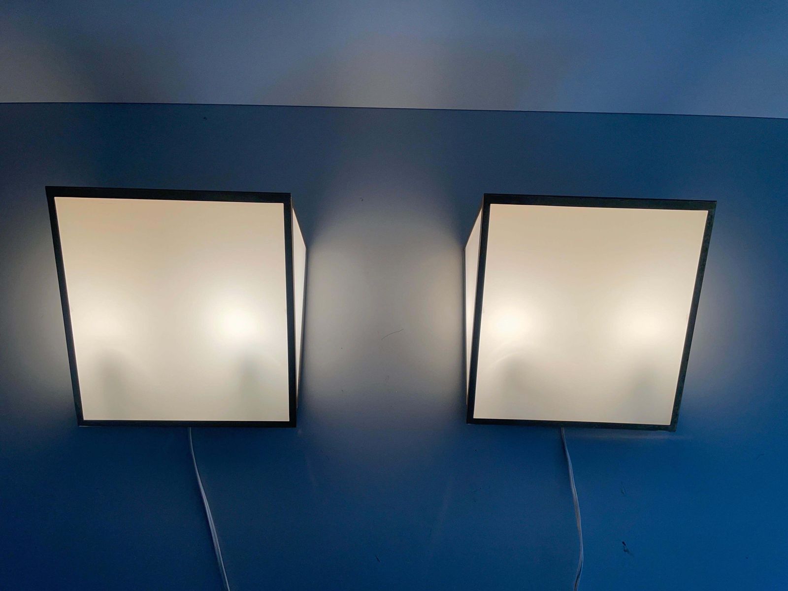 3288.0 Mid Century Glass And Brass Large Pair Of Cinema Sconces, 1950s, Italy photo