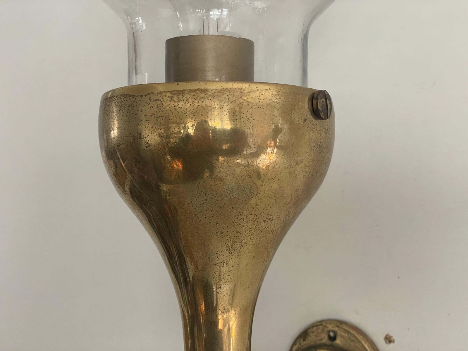 Modernist Glass And Brass Body Pair Of Sconces, 1960s, Italy photo buy
