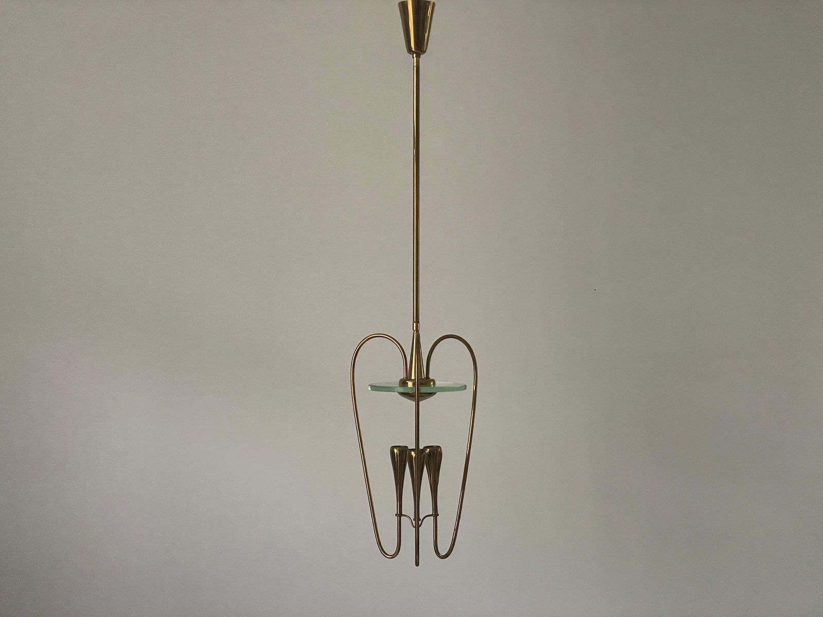 Brass And Glass Chandelier By Pietro Chiesa For Fontana Arte, 1950s, Italy photo for sale