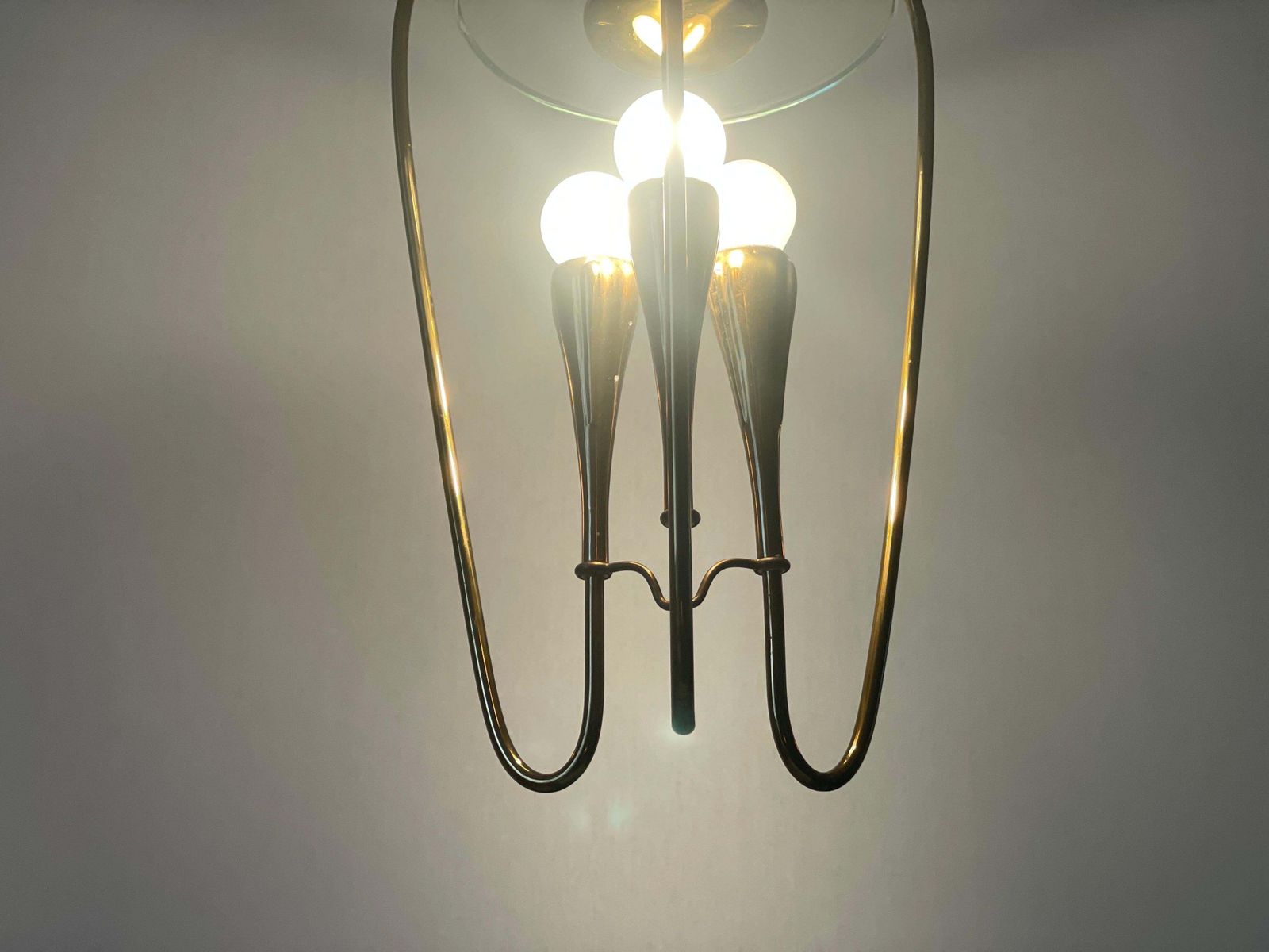photo vintage Brass And Glass Chandelier By Pietro Chiesa For Fontana Arte, 1950s, Italy