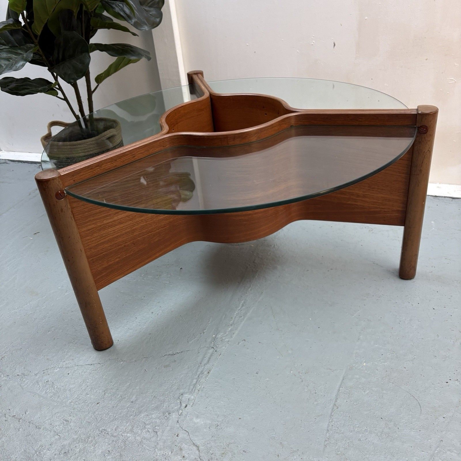Rare Midcentury Thermoform Plywood Glass Coffee Table Designed By Nathan C.1960 photo furniture