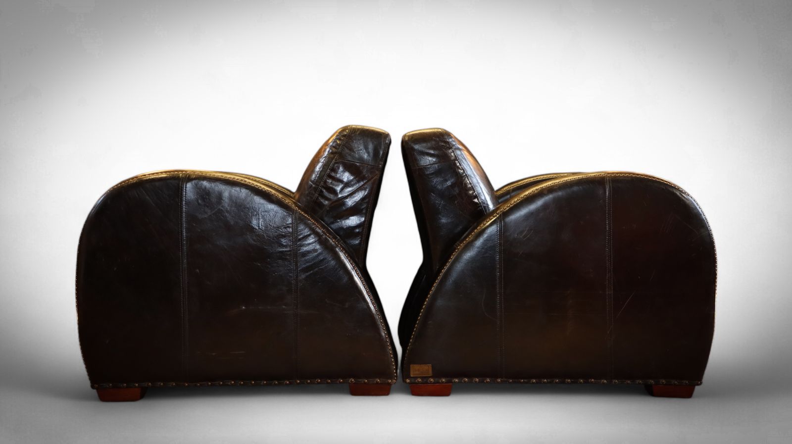 Sublime Pair Timothy Oulton Rockefeller Leather Armchairs Cigar Club Rare photo furniture