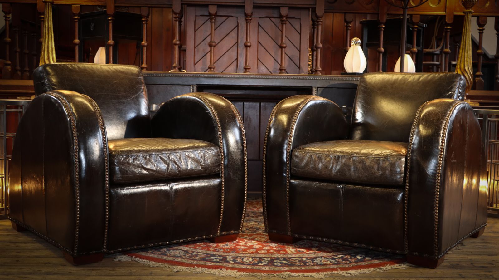 5000.0 Sublime Pair Timothy Oulton Rockefeller Leather Armchairs Cigar Club Rare photo